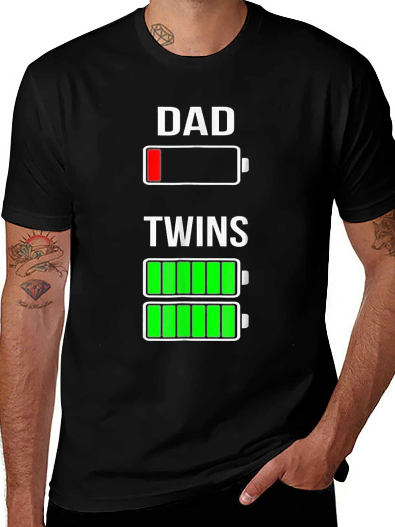 Variant 21 of Dad of Twins T-Shirt - Low Battery