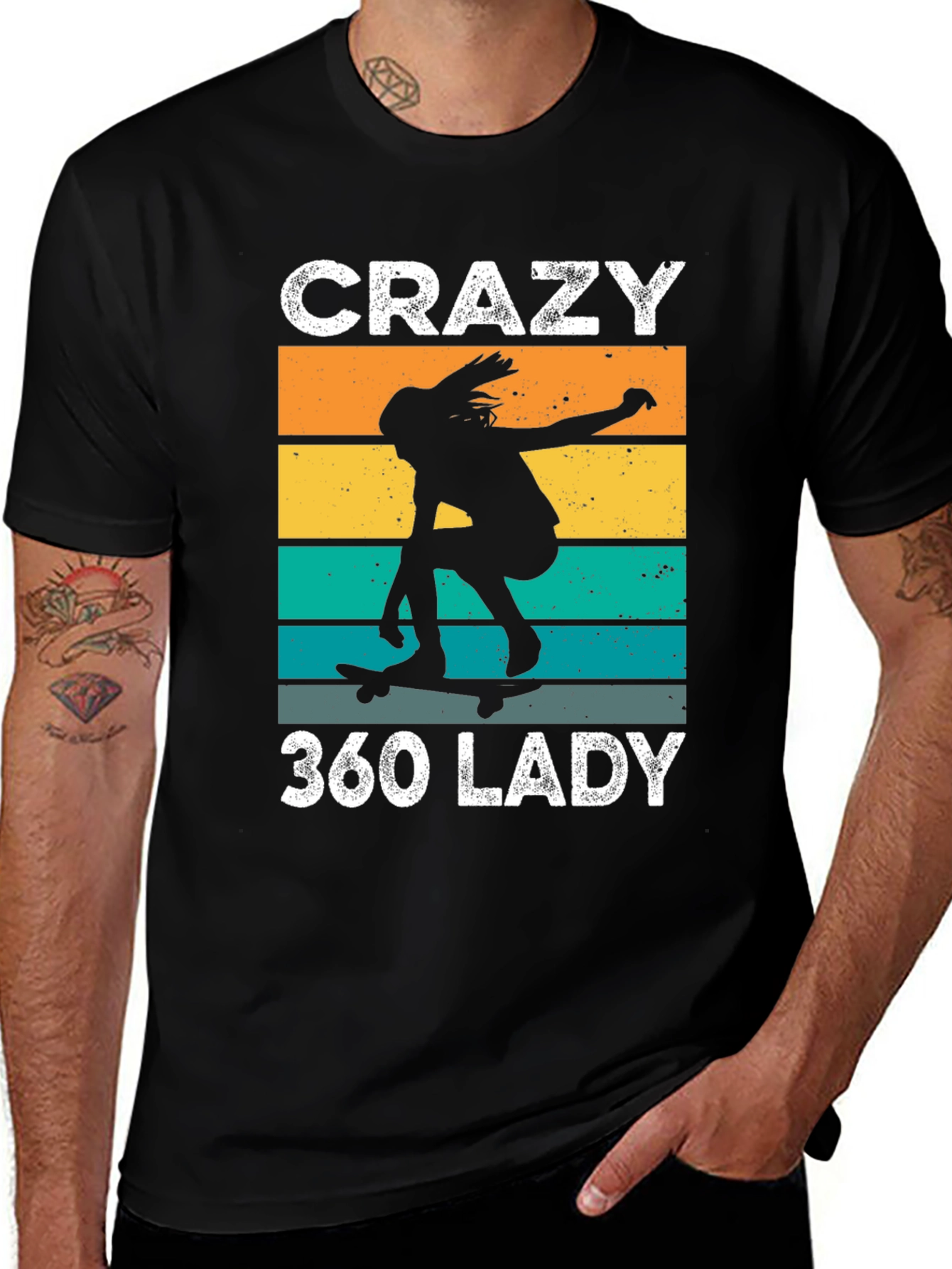 Variant 24 of Crazy 360 Lady Retro Skater T-Shirt
