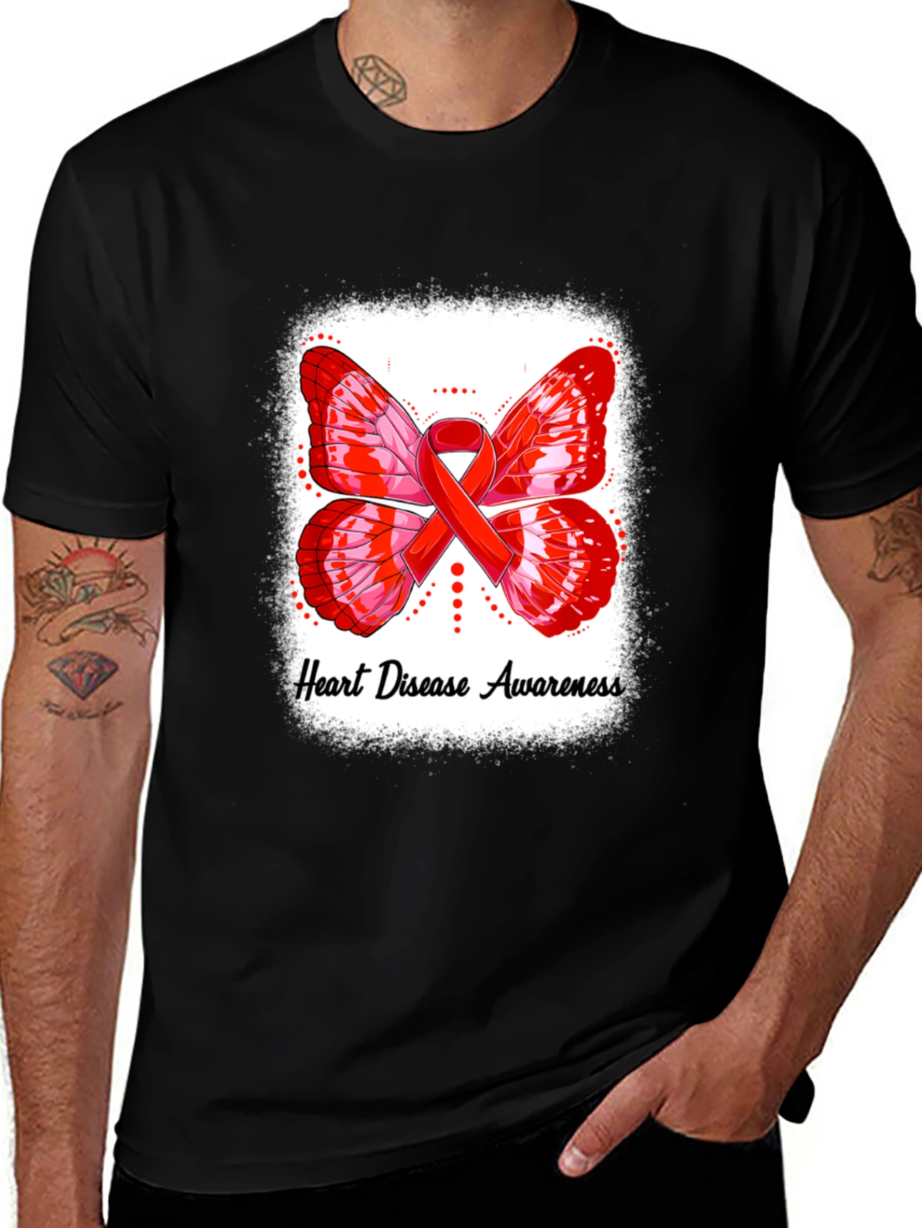 Variant 16 of Heart Disease Awareness Butterfly Ribbon T-Shirt