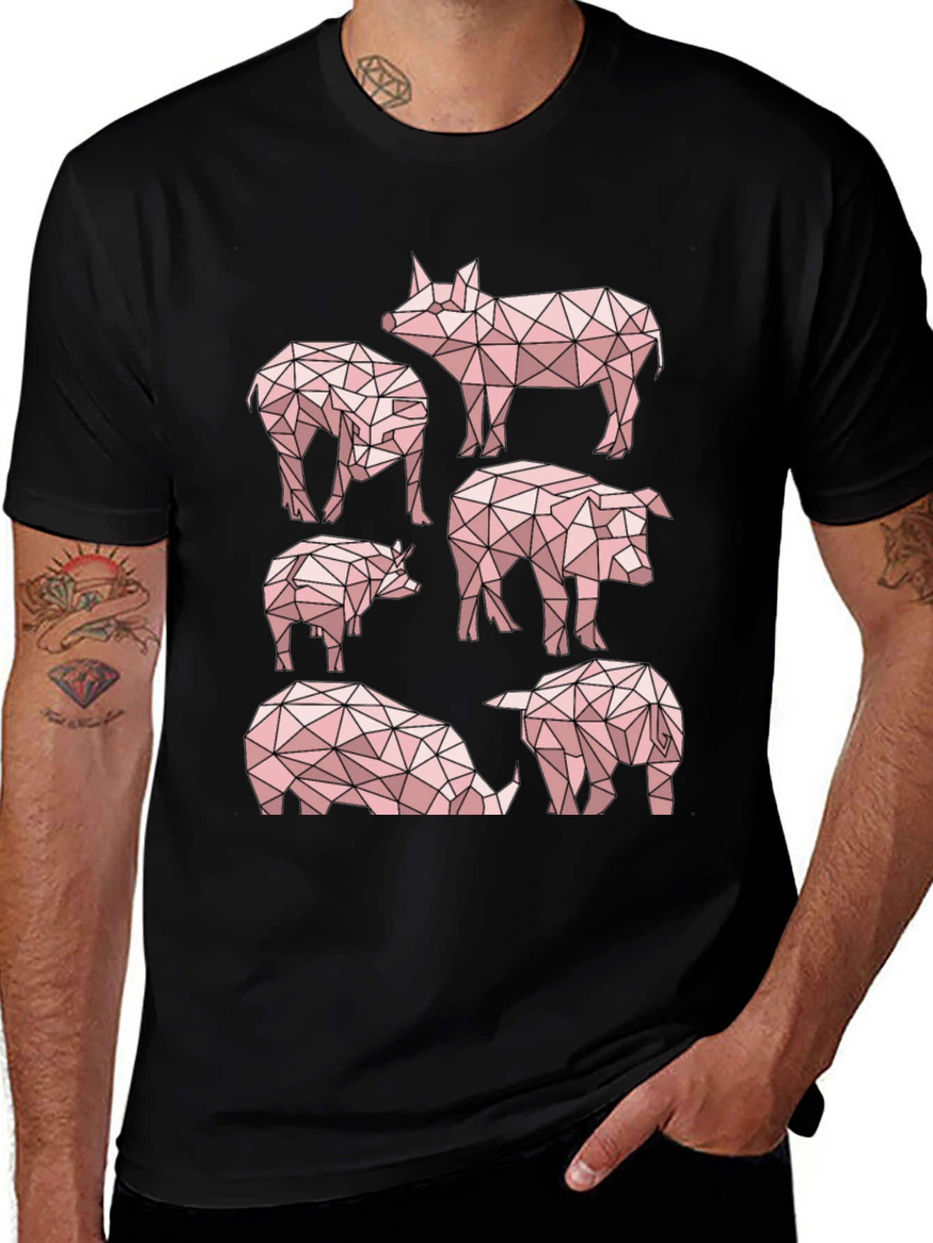 Variant 4 of Geometric Pig T-Shirt - Unique Design