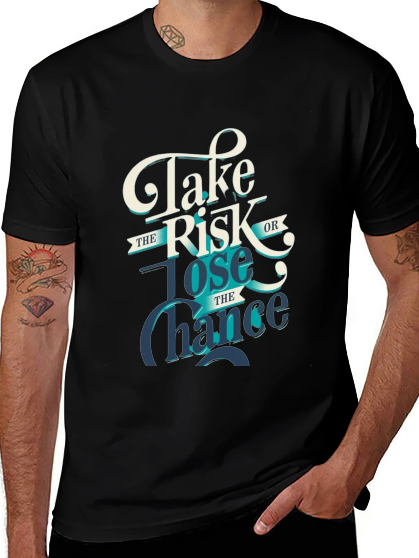 Risk or Chance Graphic Tee - Men's Black T-Shirt