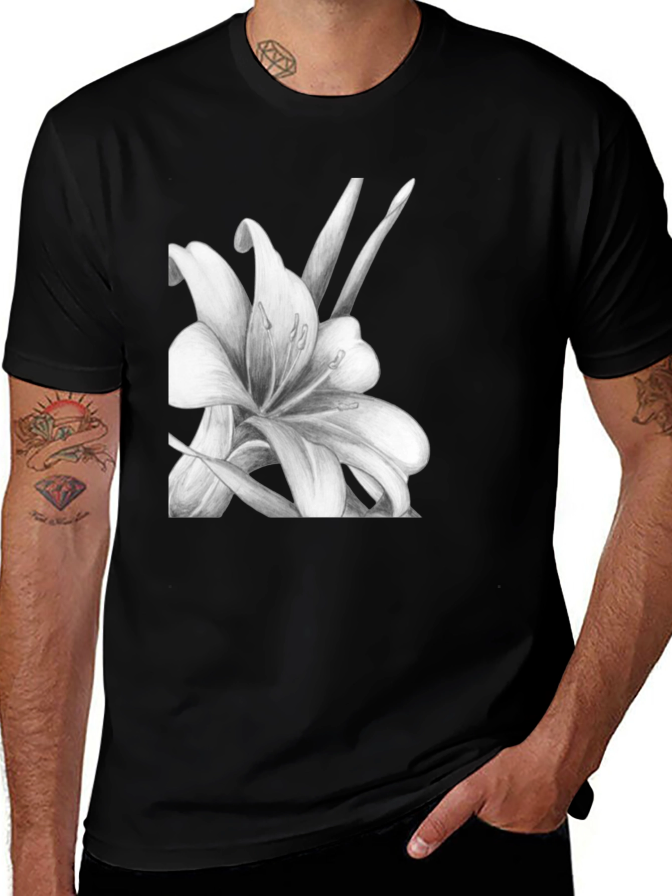 Variant 27 of Elegant Lily Graphic Black T-Shirt