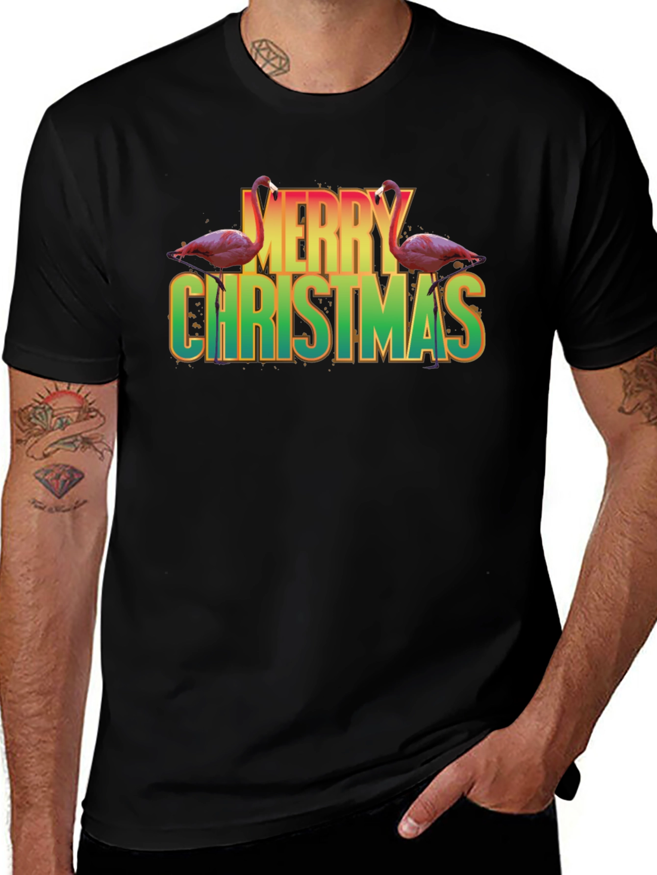 Flamingo Merry Christmas Graphic Tee