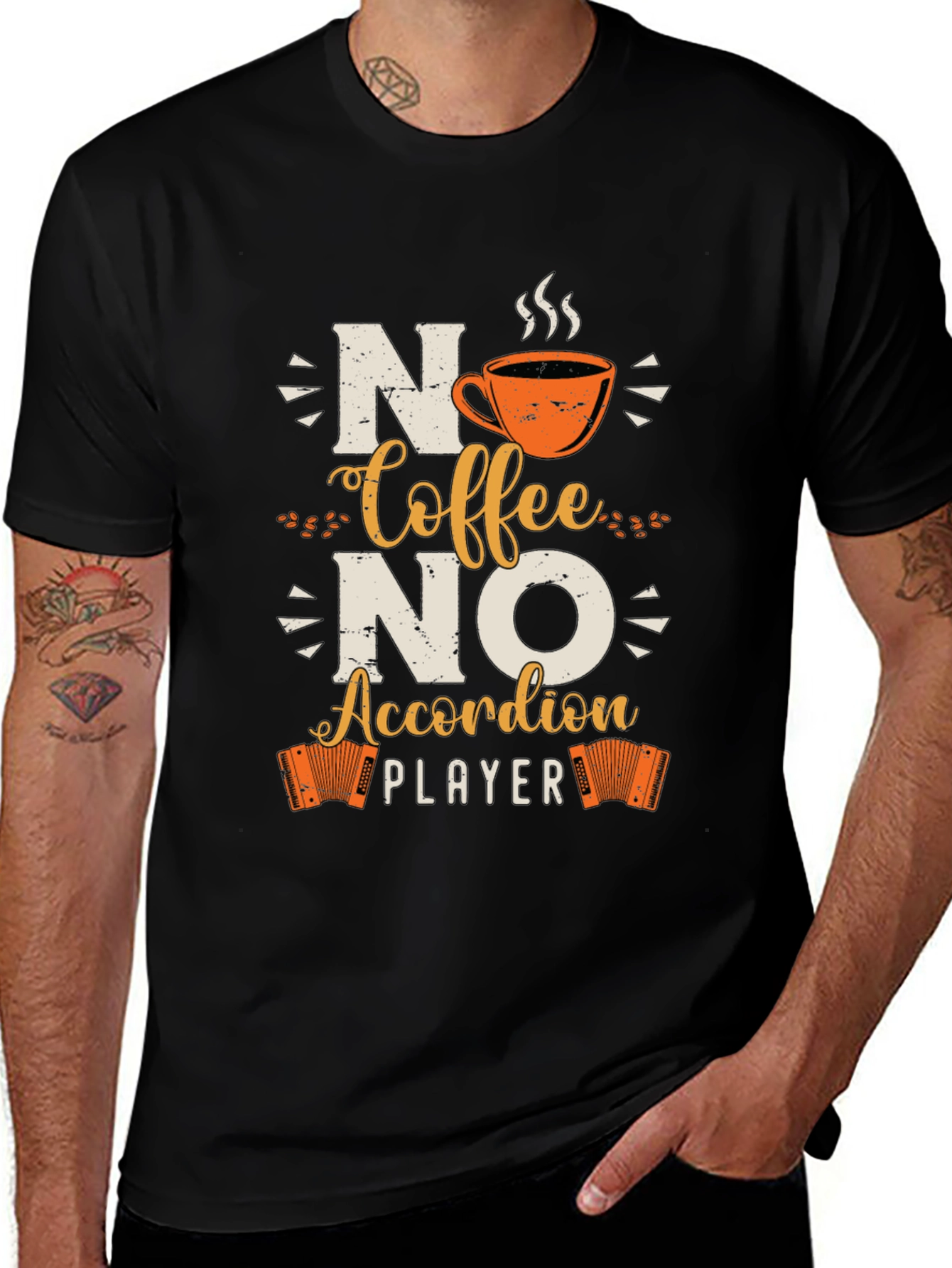 Variant 18 of No Coffee No Accordion Player Graphic Tee