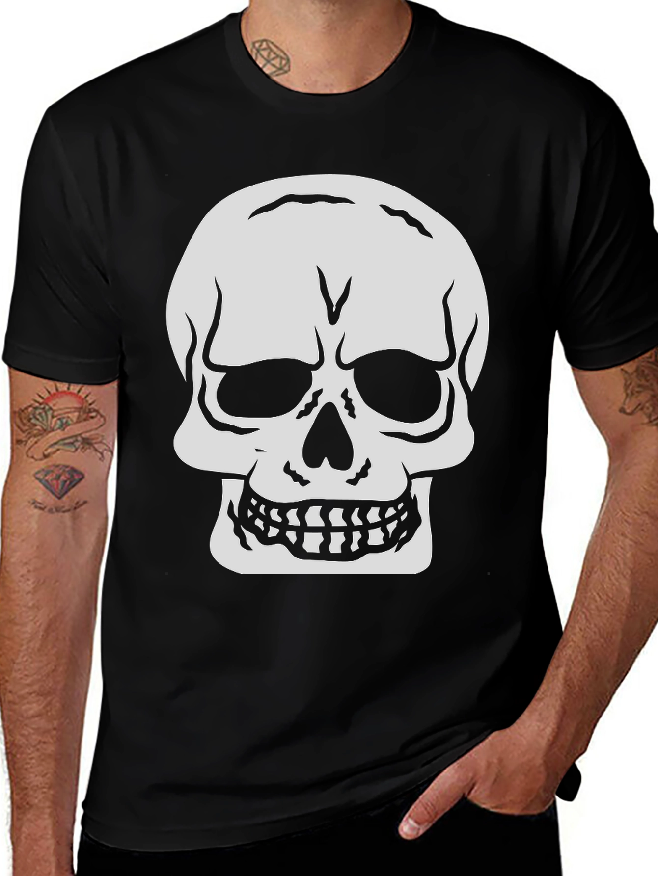 Variant 22 of Skull Graphic Black T-Shirt - Edgy Streetwear