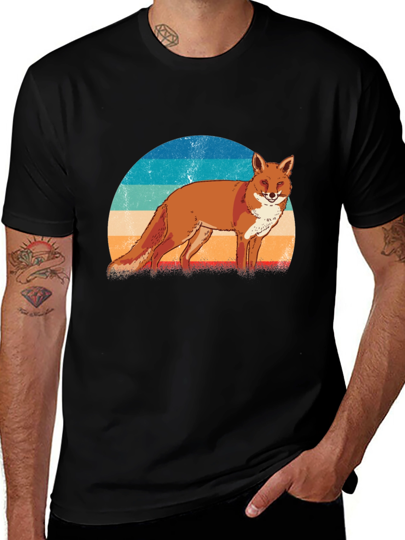Variant 18 of Retro Fox Graphic Tee - Vintage Sunset Design