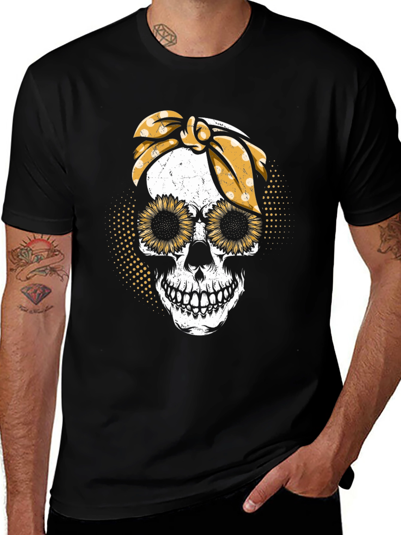 Variant 2 of Sunflower Skull Graphic T-Shirt