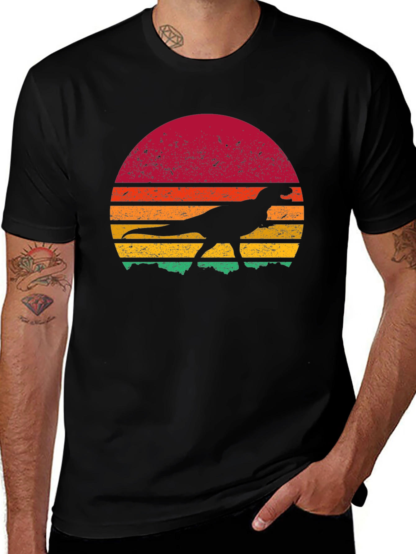 Variant 24 of Retro Dinosaur Sunset Graphic Tee
