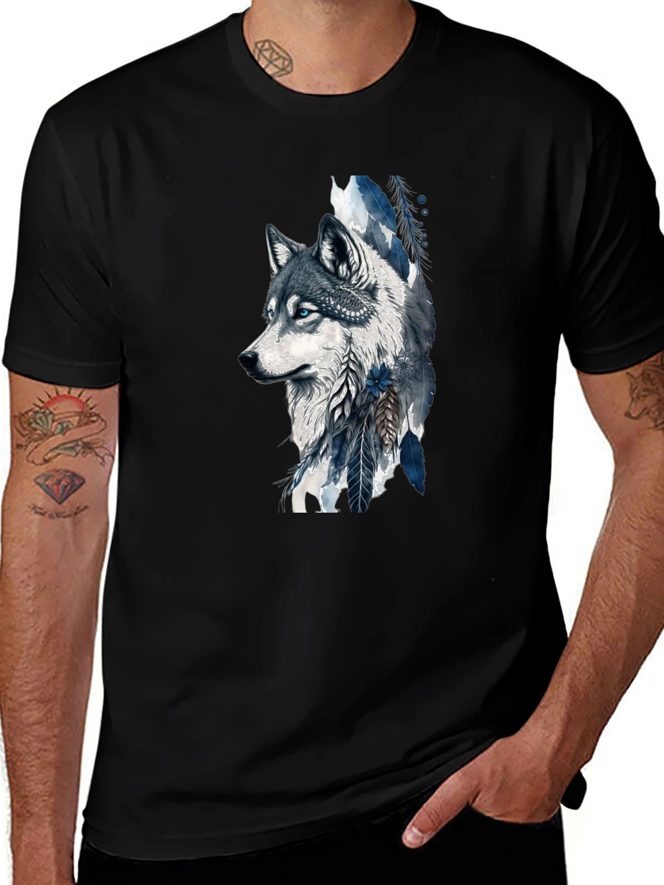 Variant 2 of Wolf Graphic Print Tee - Stylish & Unique Design