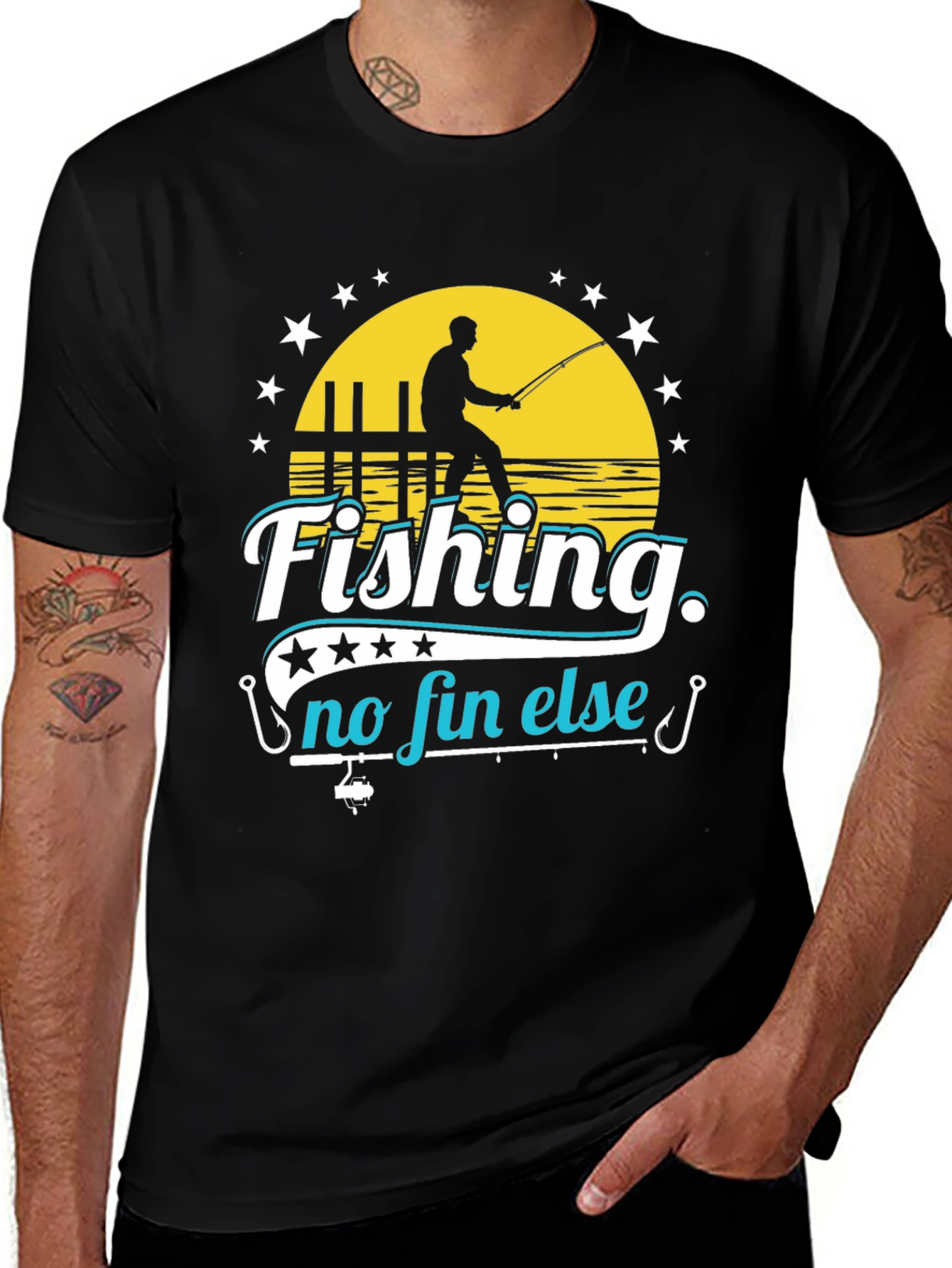 Black Fishing No Fin Else Black T-Shirt main image