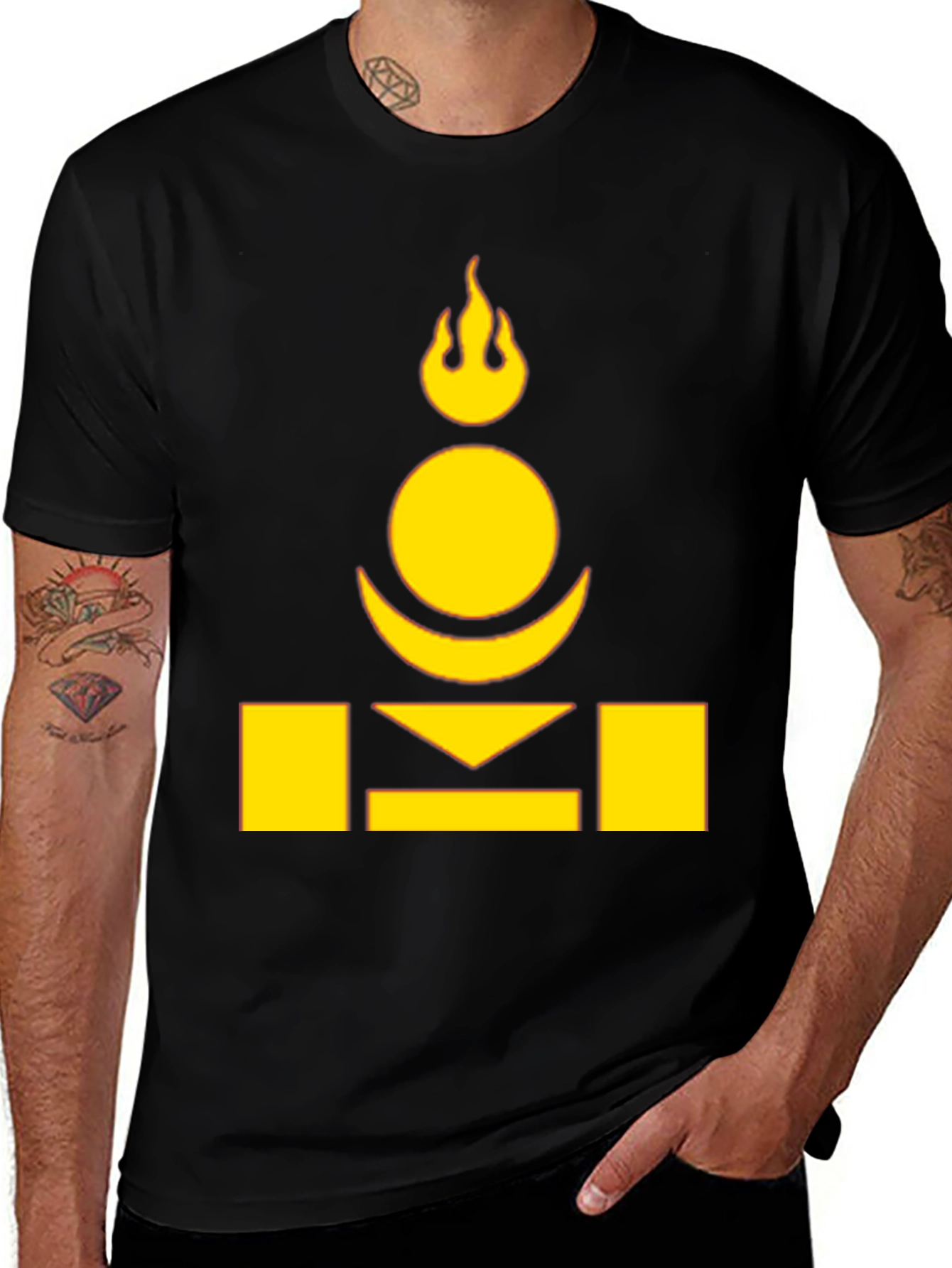 Variant 27 of Black T-Shirt with Soyombo Symbol