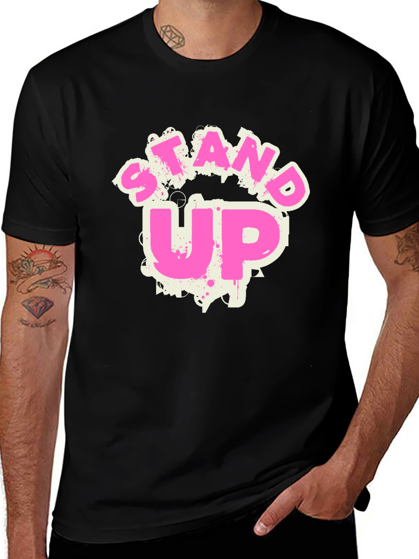 Variant 30 of Stand Up Graphic Tee - Trendy Crew Neck