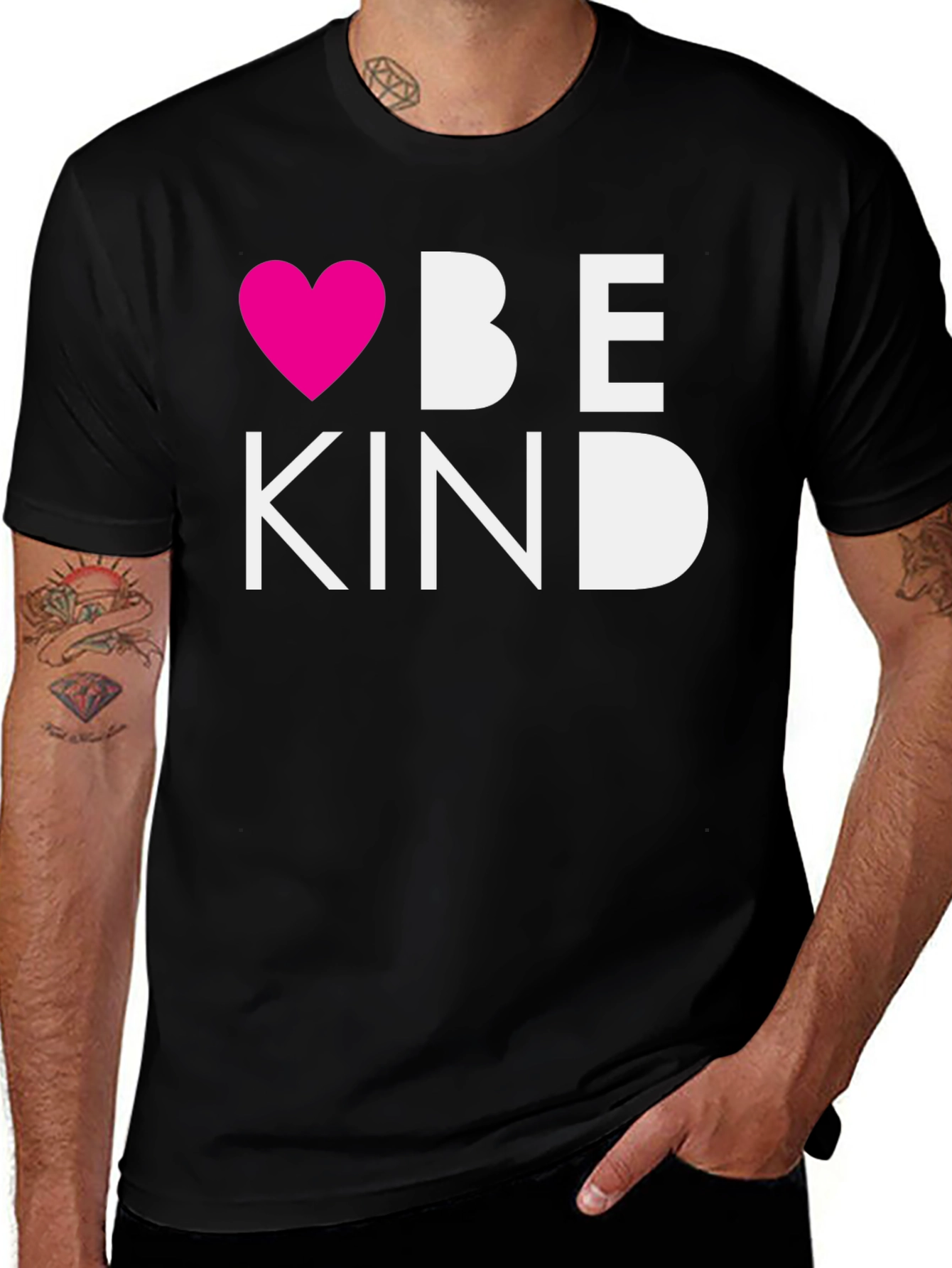 Variant 27 of Be Kind Graphic Tee - Soft Black Cotton Kindness Shirt