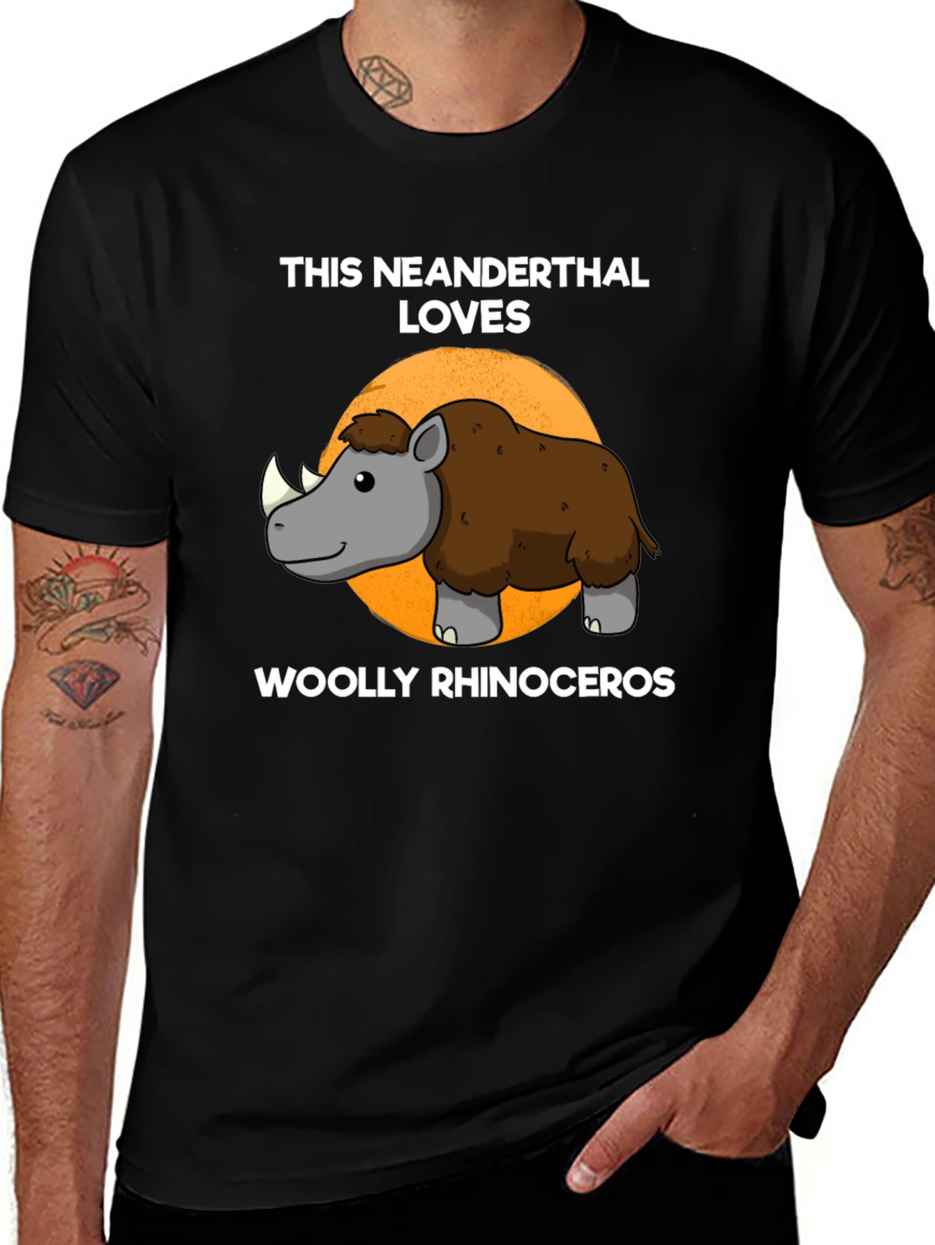 Neanderthal Loves Woolly Rhinoceros T-Shirt