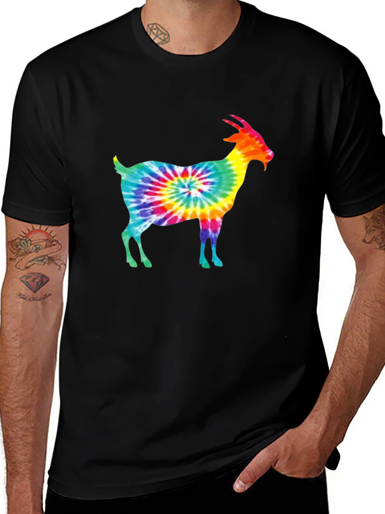Tie Dye Goat Graphic Tee - Funky Casual Style