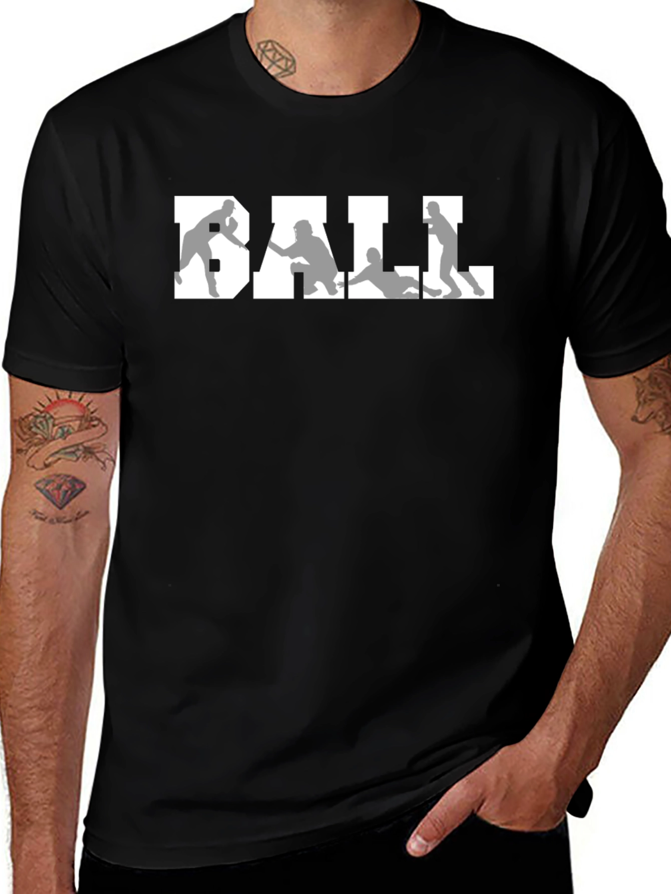 Black Baseball Graphic Tee - Black Crew Neck Shirt main image