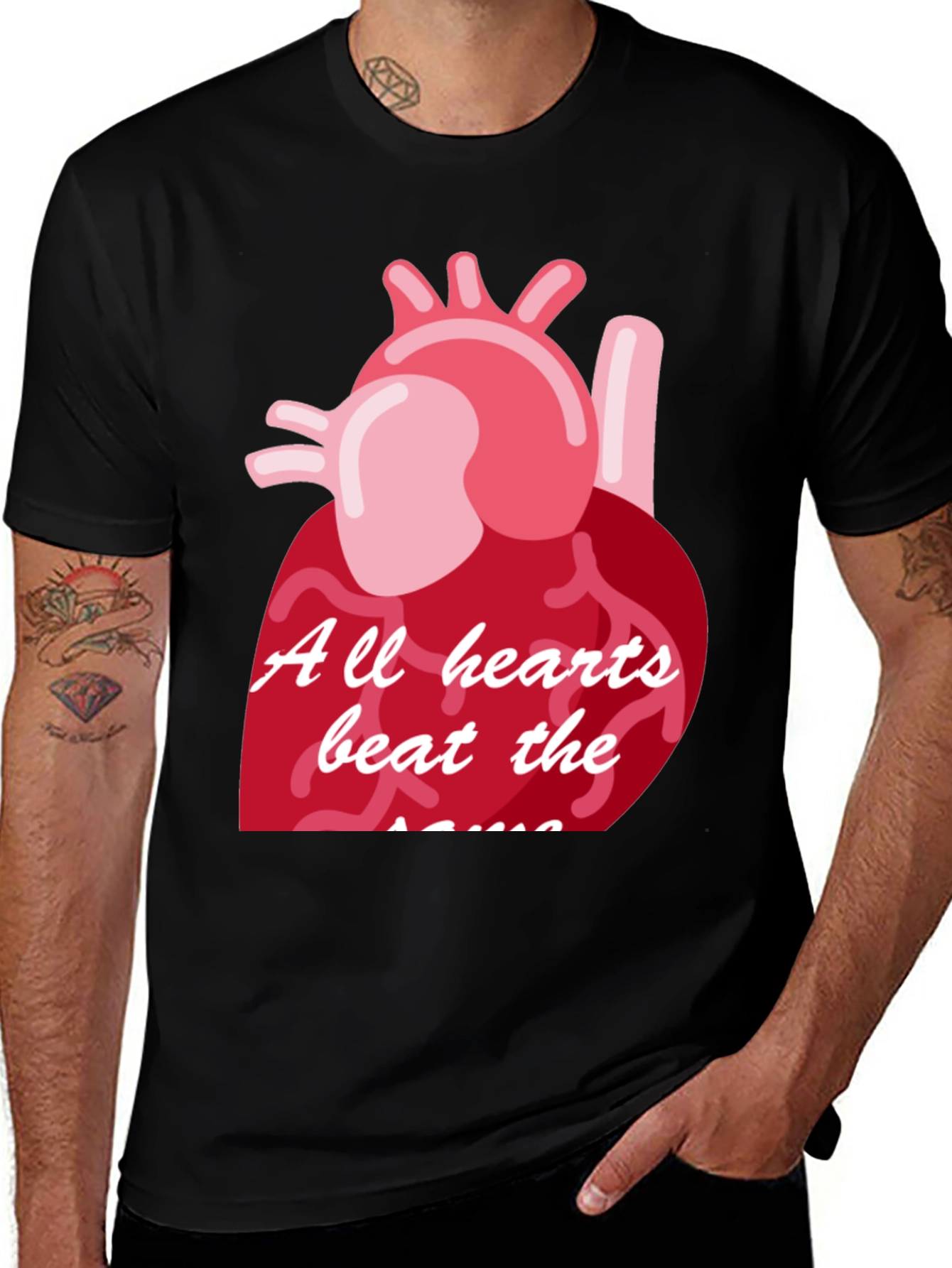 Variant 12 of Heartbeat Graphic Tee - All Hearts Beat the Same