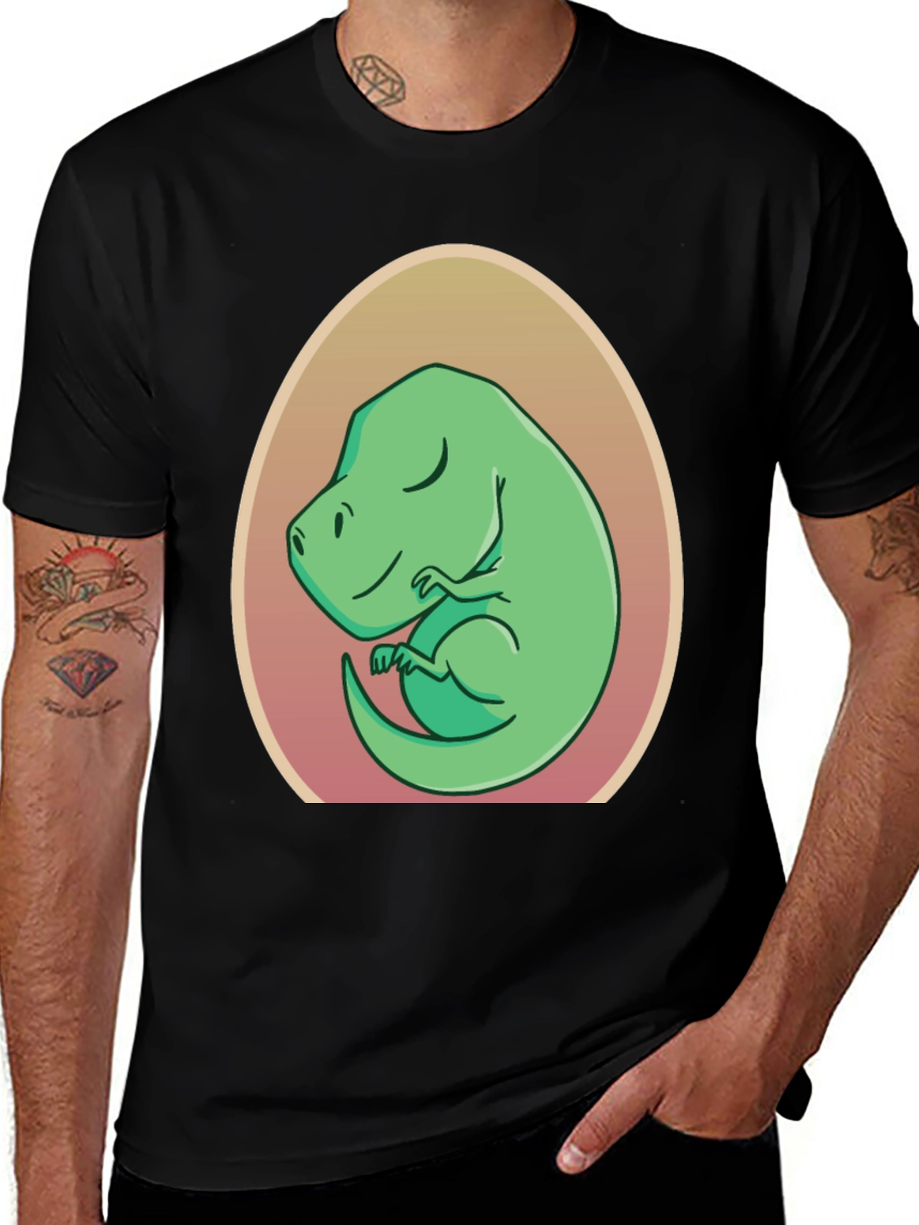 Variant 2 of Dino in Egg T-Shirt - Cute Cartoon Design