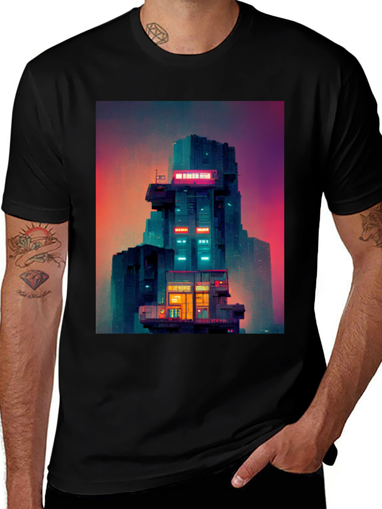 Variant 27 of Retro Sci-Fi Building T-Shirt