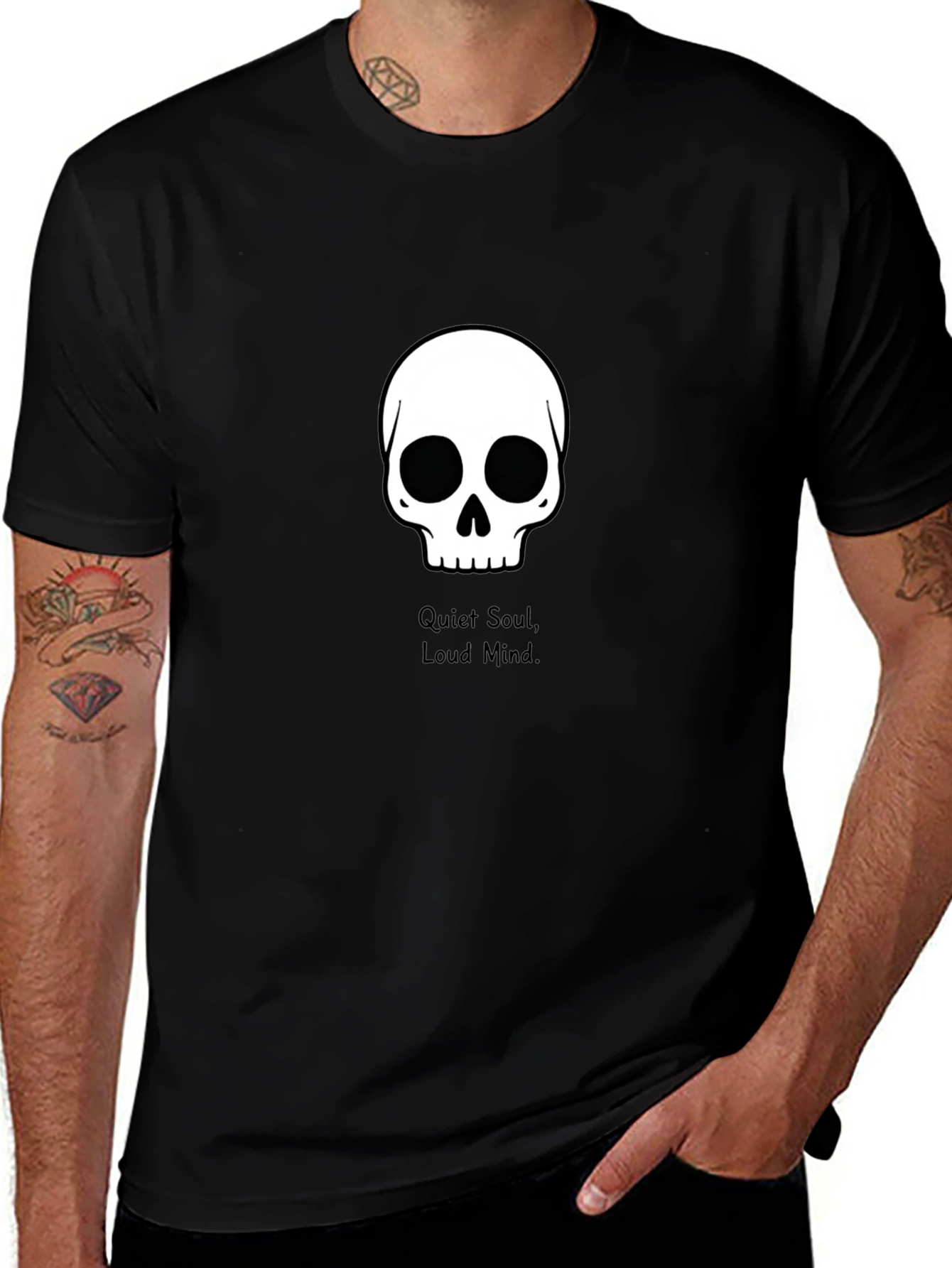 Variant 26 of Skull Graphic Tee - Quiet Soul, Loud Mind T-Shirt