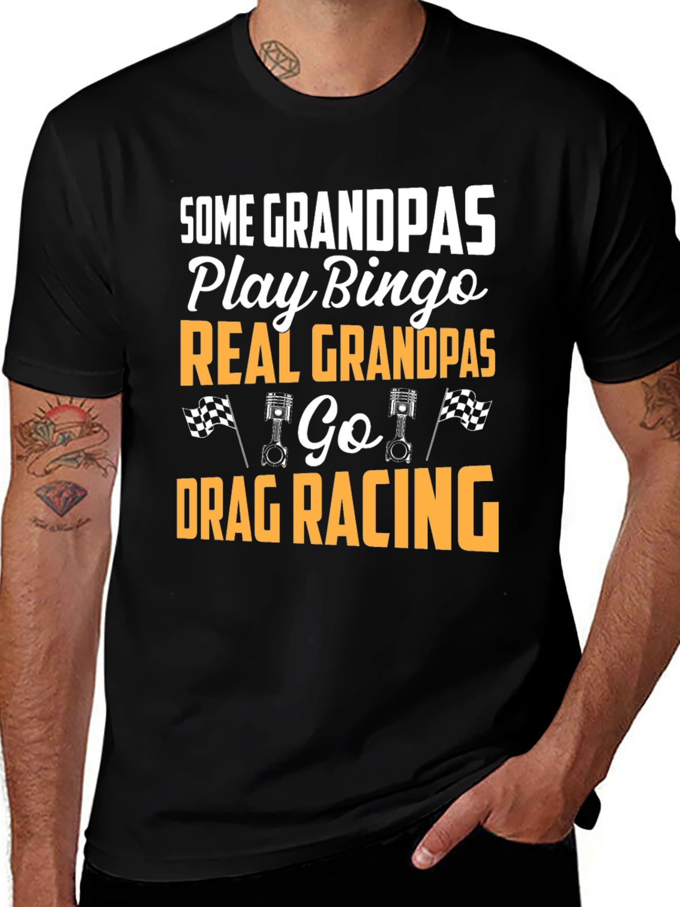 Variant 15 of Funny Grandpas Drag Racing Graphic T-Shirt