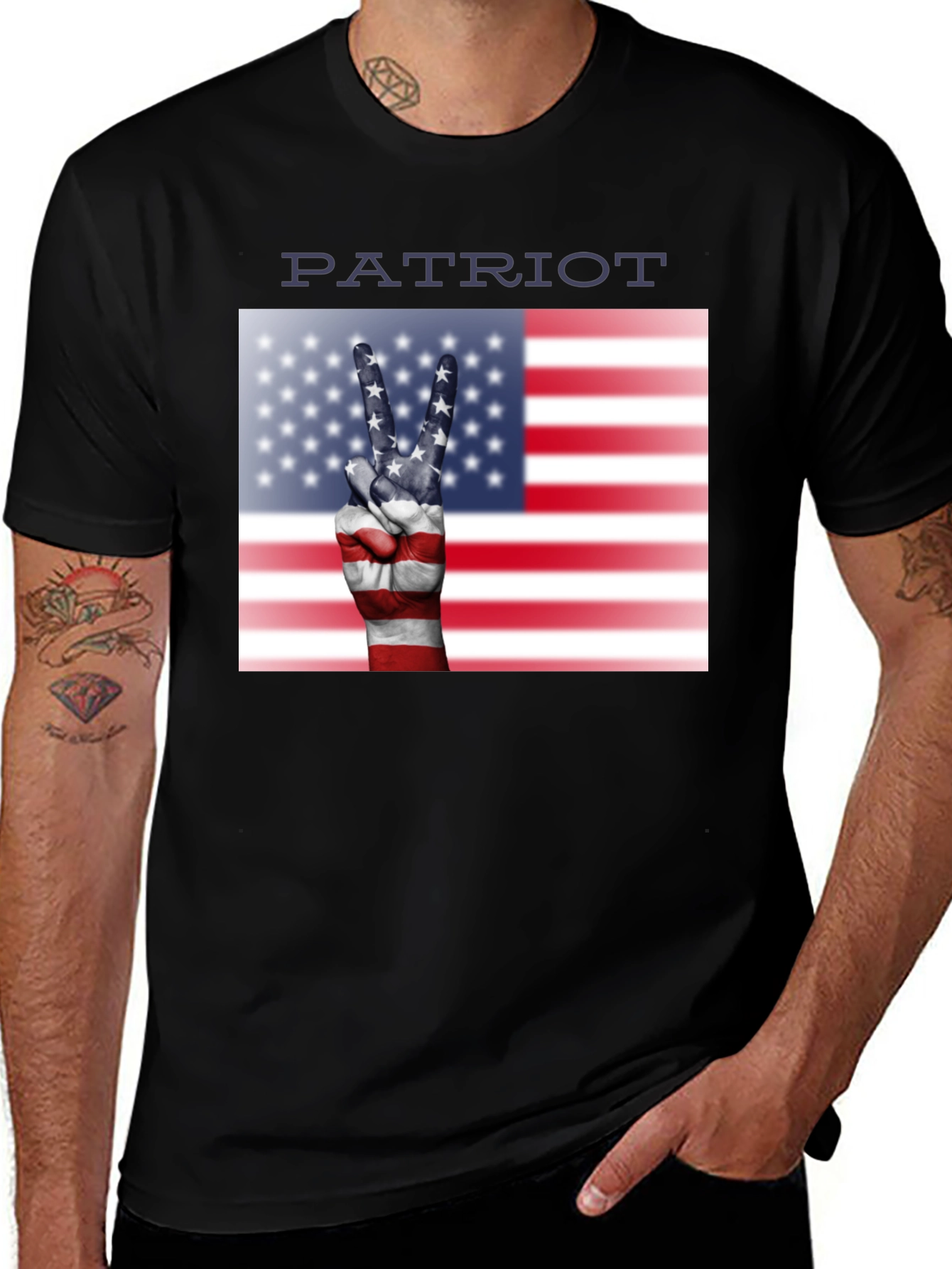 Variant 24 of Patriot T-Shirt - Peace USA Flag Hand