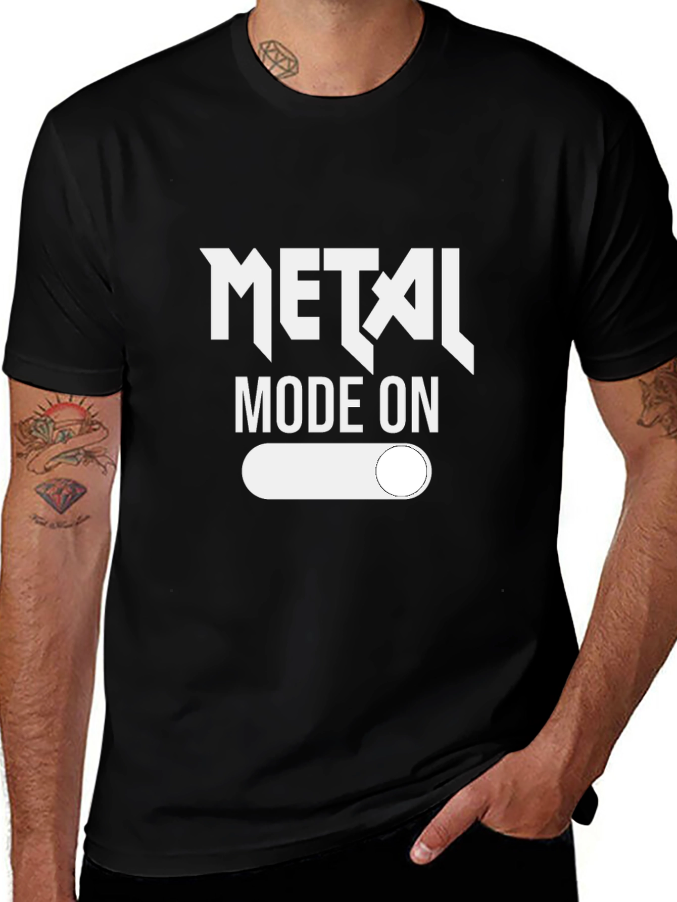 Variant 26 of Metal Mode On Graphic Tee - Black Crew Neck T-Shirt