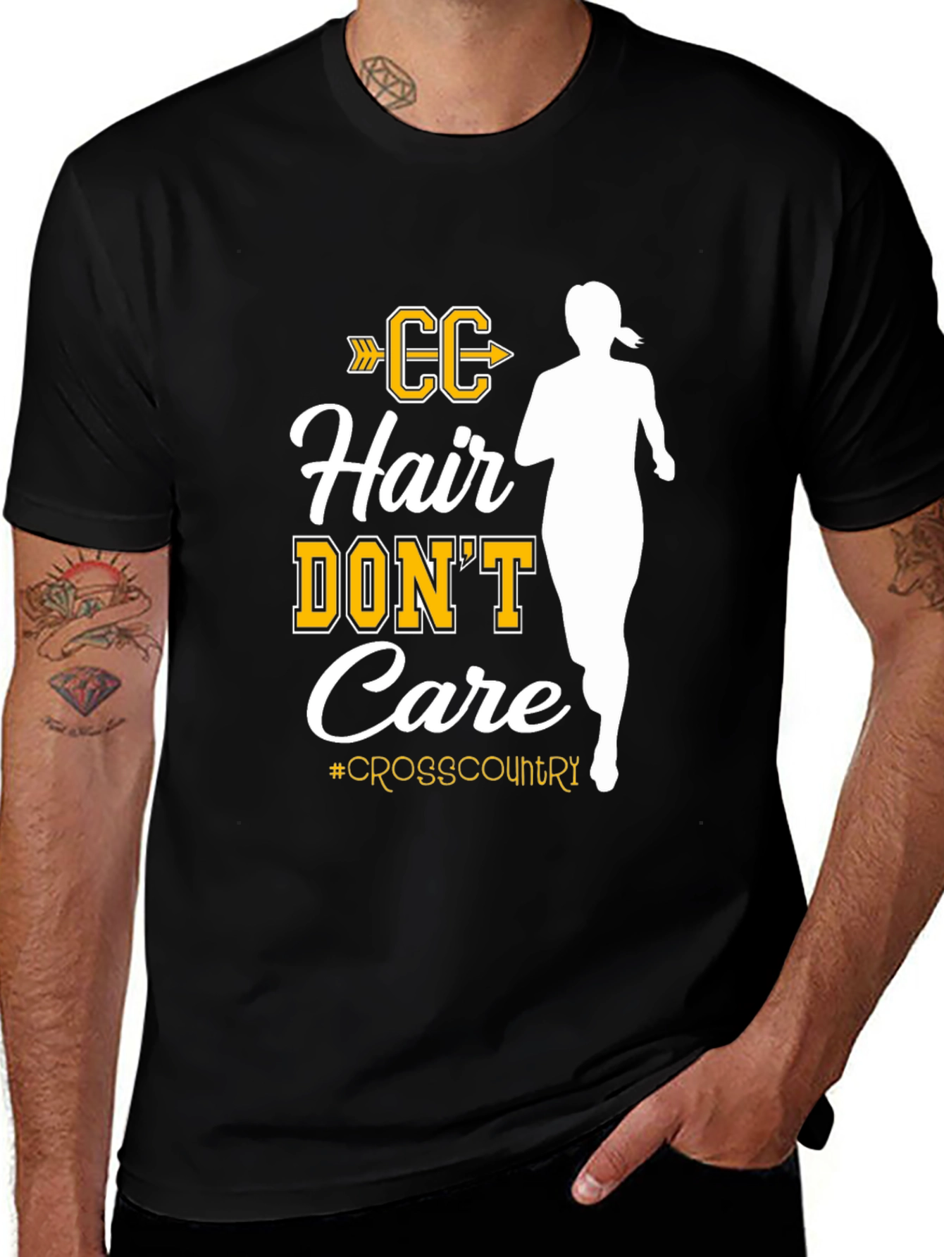 Variant 3 of CC Hair Don't Care Cross Country Running Graphic T-Shirt
