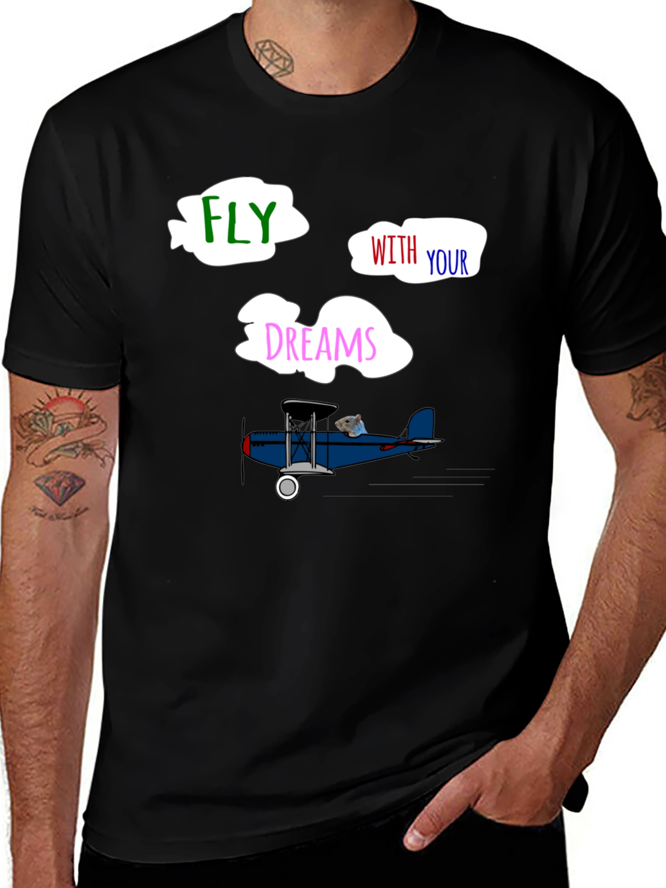 Variant 16 of Fly With Your Dreams T-Shirt - Unique Airplane Design