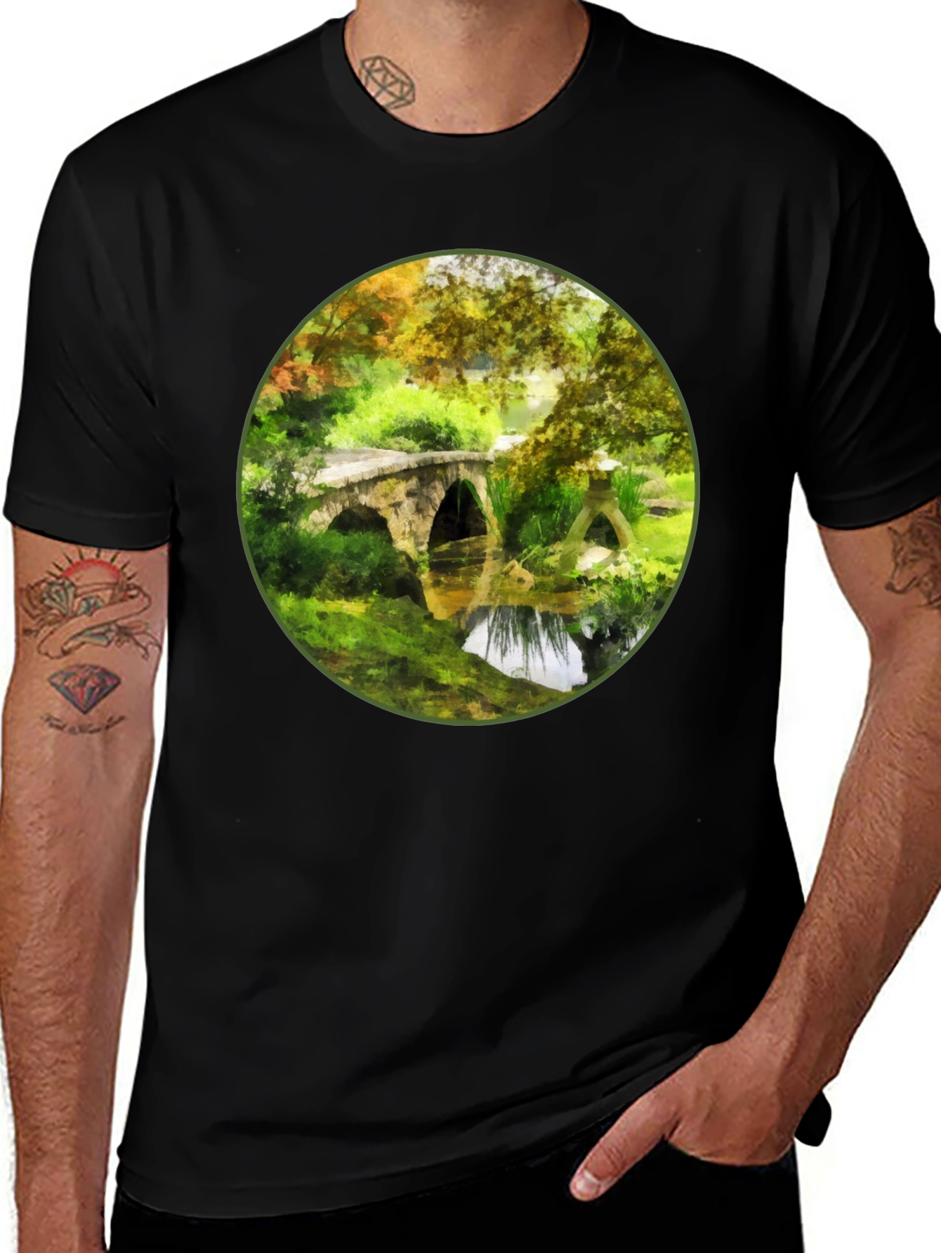 Variant 6 of Arched Bridge Landscape Graphic Tee