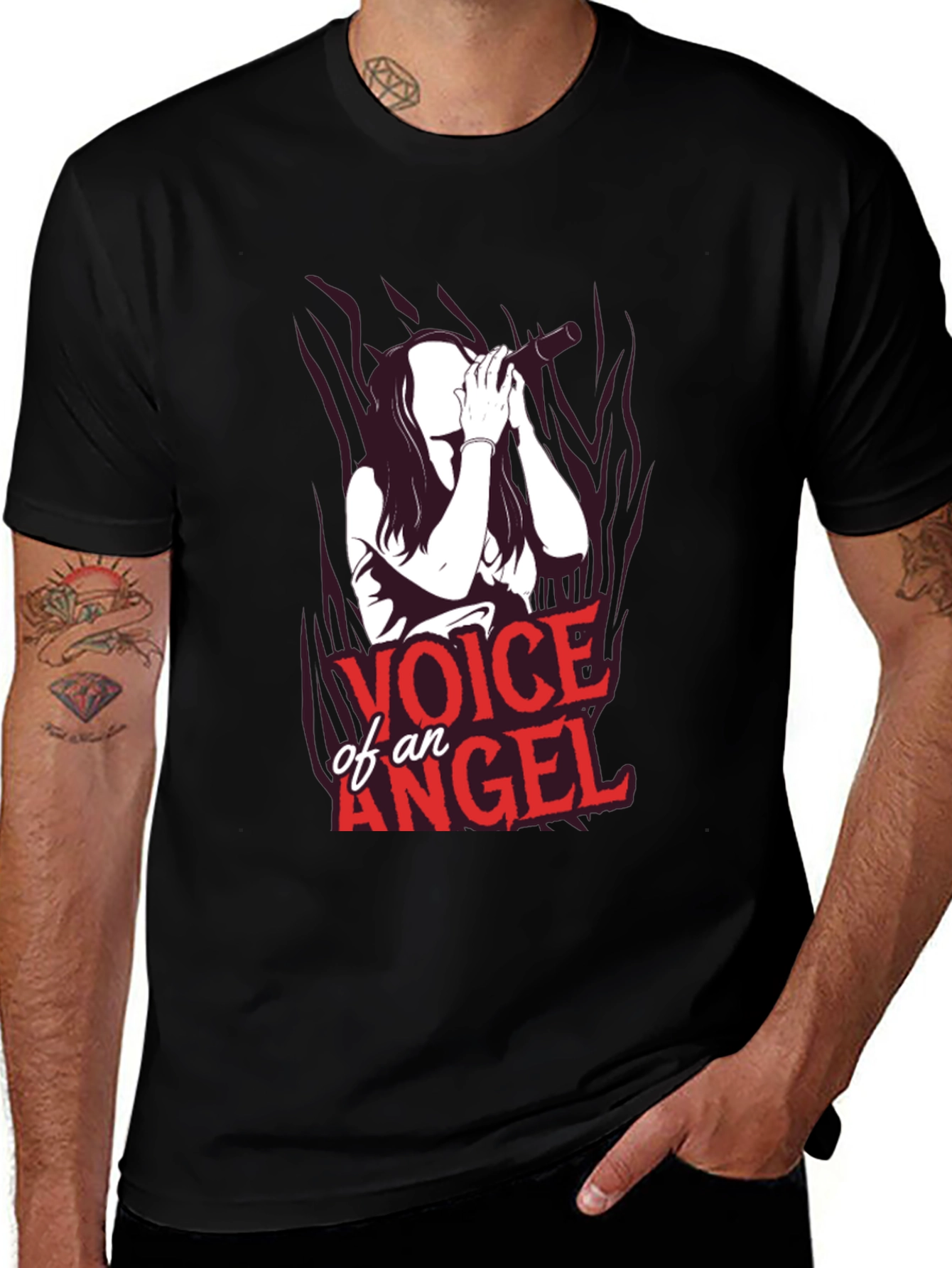 Variant 18 of Voice of an Angel Graphic Tee - Unisex Black T-Shirt