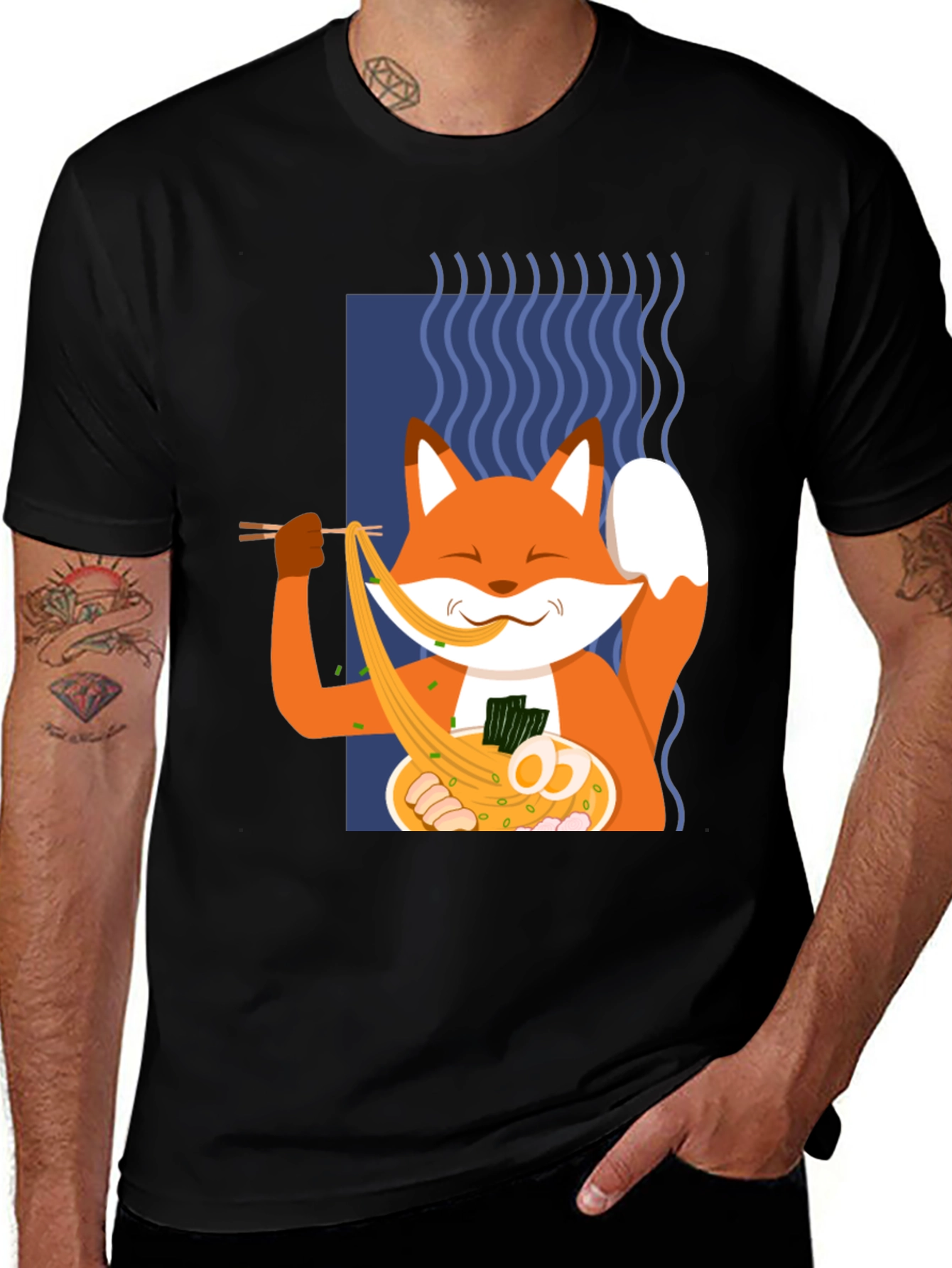 Variant 23 of Fox Ramen T-Shirt: Cute Japanese Noodle Design