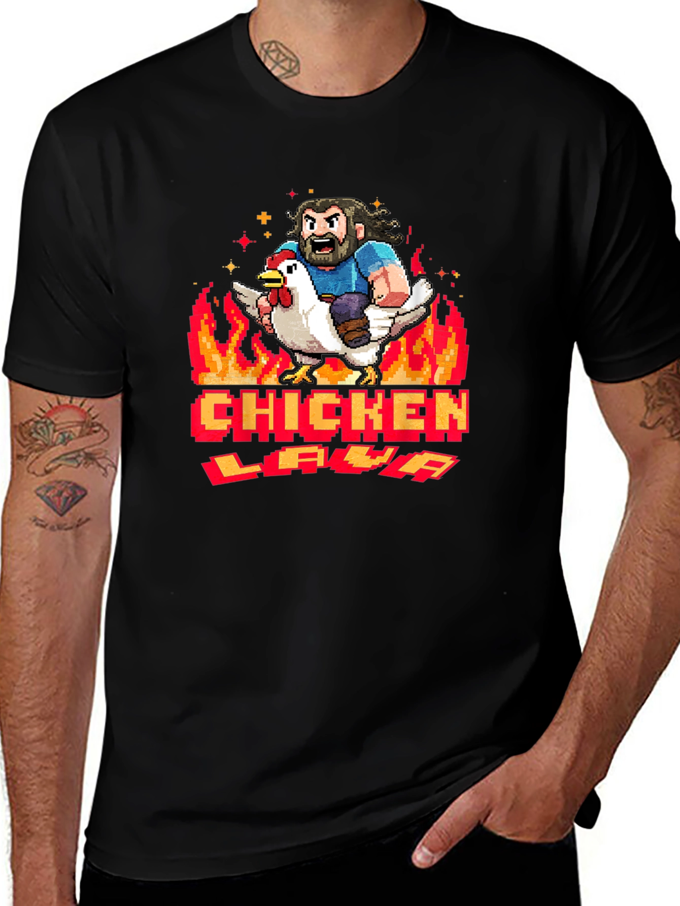Variant 25 of Chicken Lava Graphic Tee - Black Cotton T-Shirt