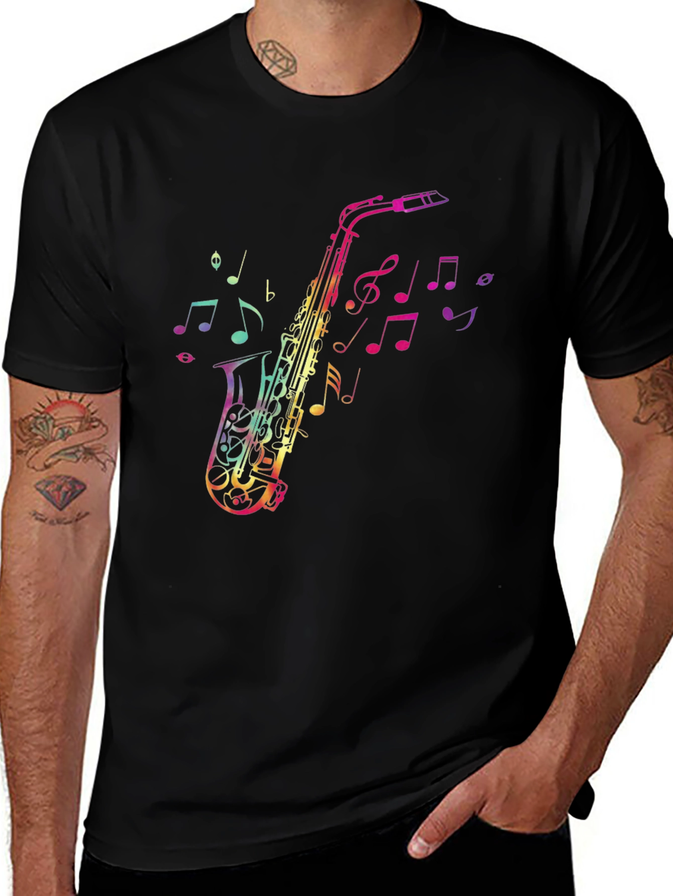 Variant 10 of Saxophone Music Notes Graphic T-Shirt