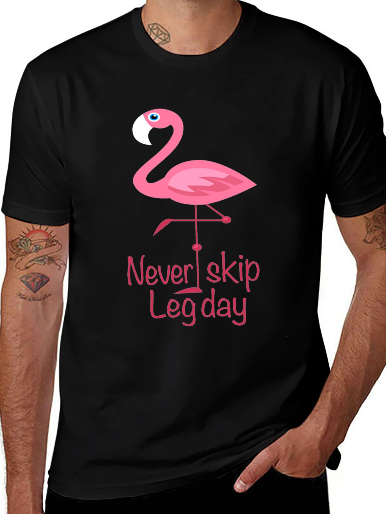 Variant 24 of Never Skip Leg Day Flamingo Graphic Tee