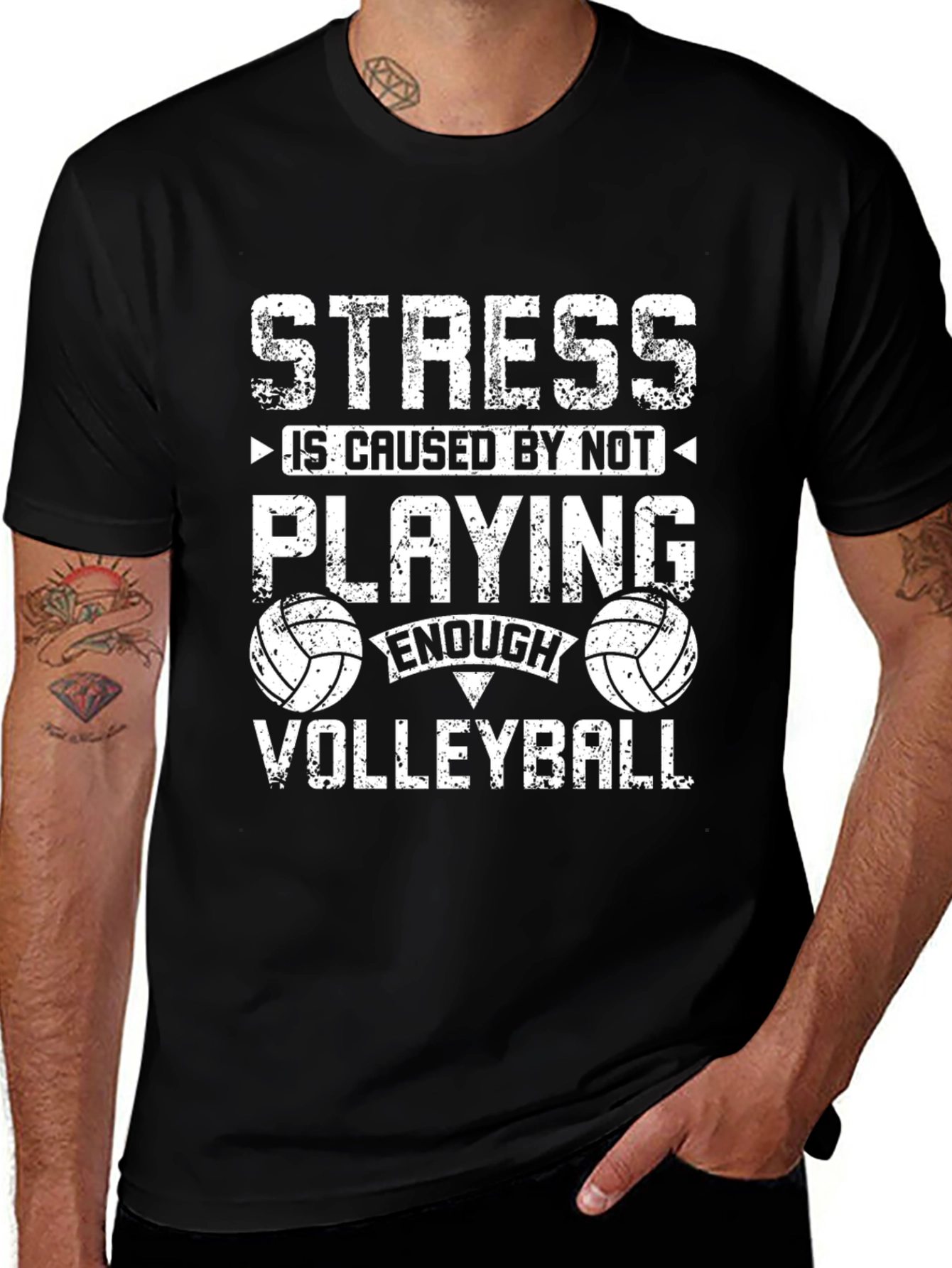 Black Volleyball Stress Relief T-Shirt main image