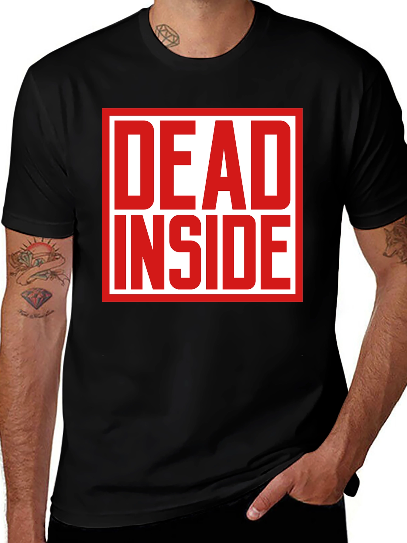 Black Dead Inside Graphic Tee - Black Short Sleeve Cotton T-Shirt main image