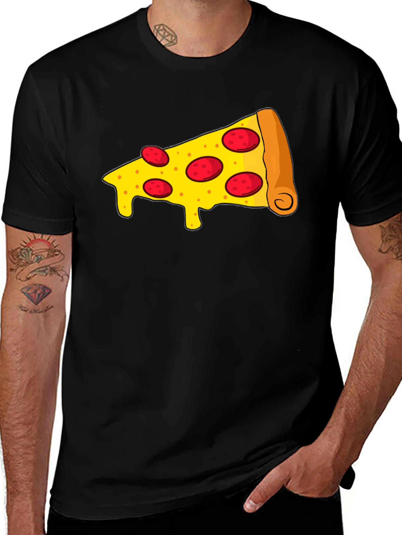 Variant 19 of Pizza Slice Graphic Tee - Unisex Black T-Shirt