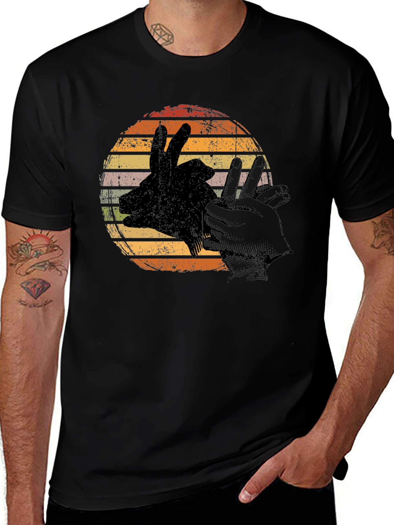 Variant 5 of Retro Shadow Puppet T-Shirt - Hand Animal Silhouette Tee
