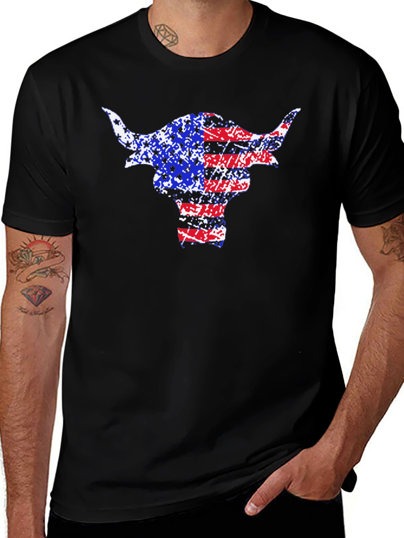 Variant 16 of American Flag Bull Graphic Tee