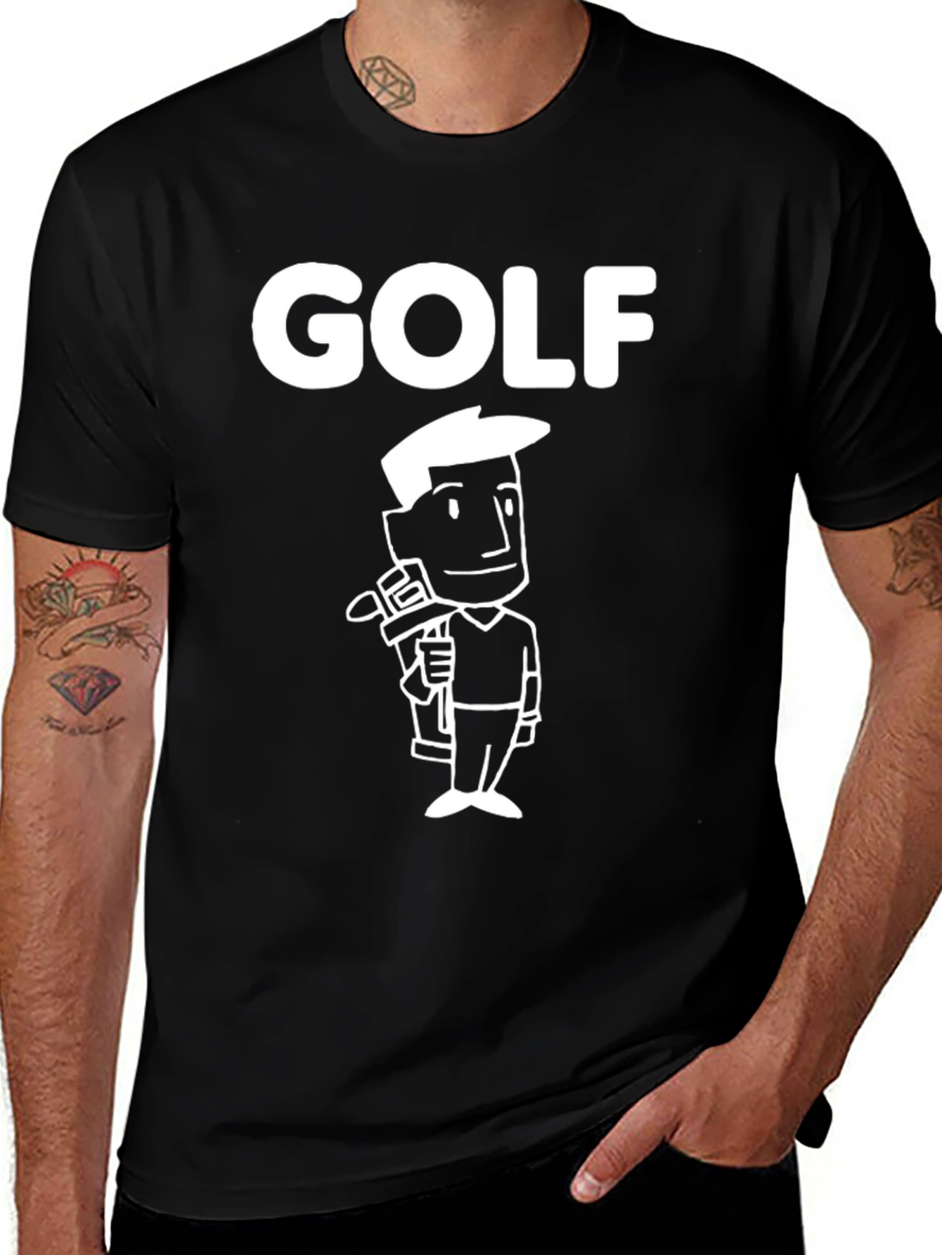 Variant 15 of Golf Cartoon Graphic T-Shirt - Black