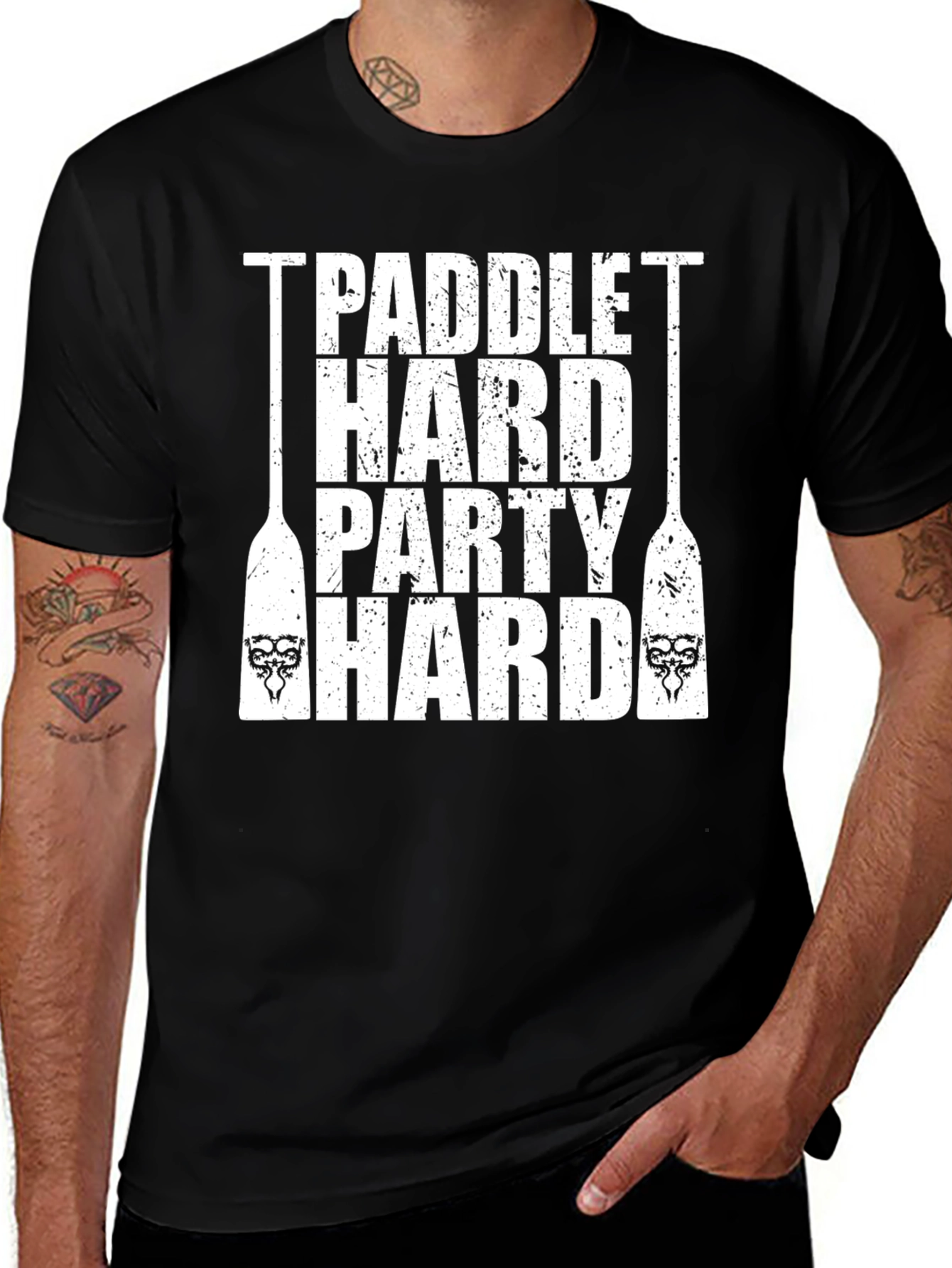 Variant 30 of Paddle Hard Party Hard Black Graphic Tee