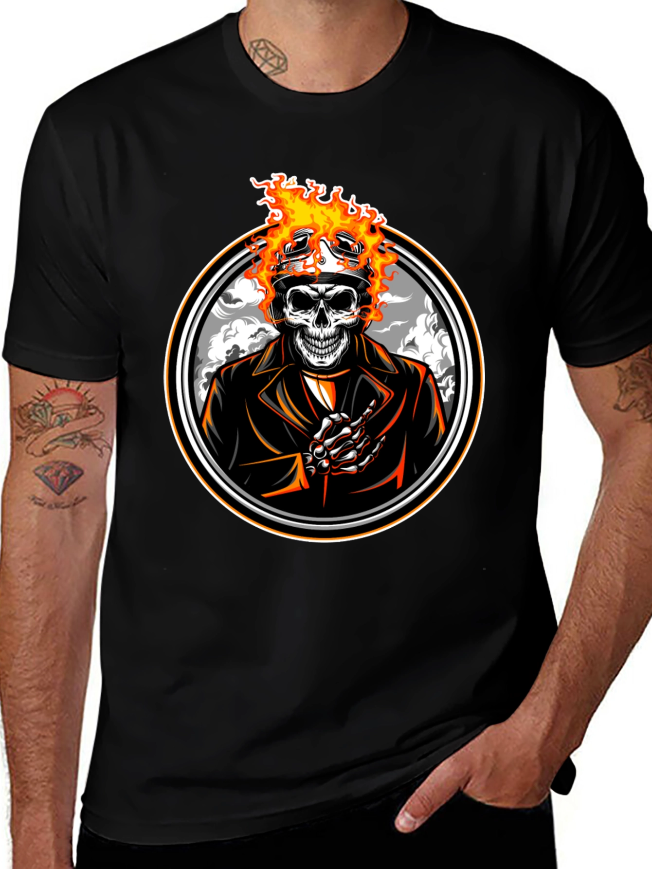 Variant 20 of Flaming Skull Rider T-Shirt - Black