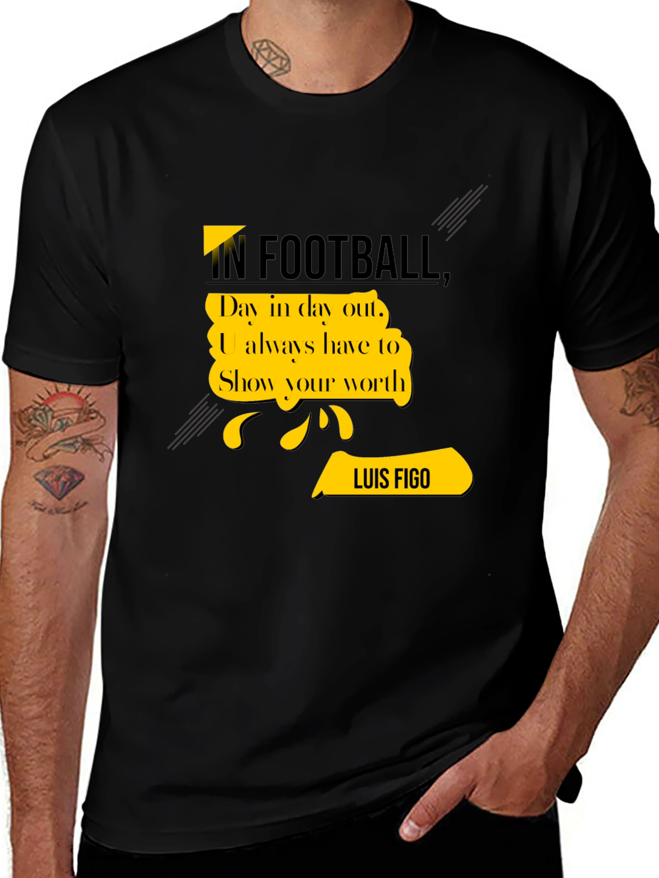 Variant 27 of Men's Black T-Shirt with "Luis Figo" Quote