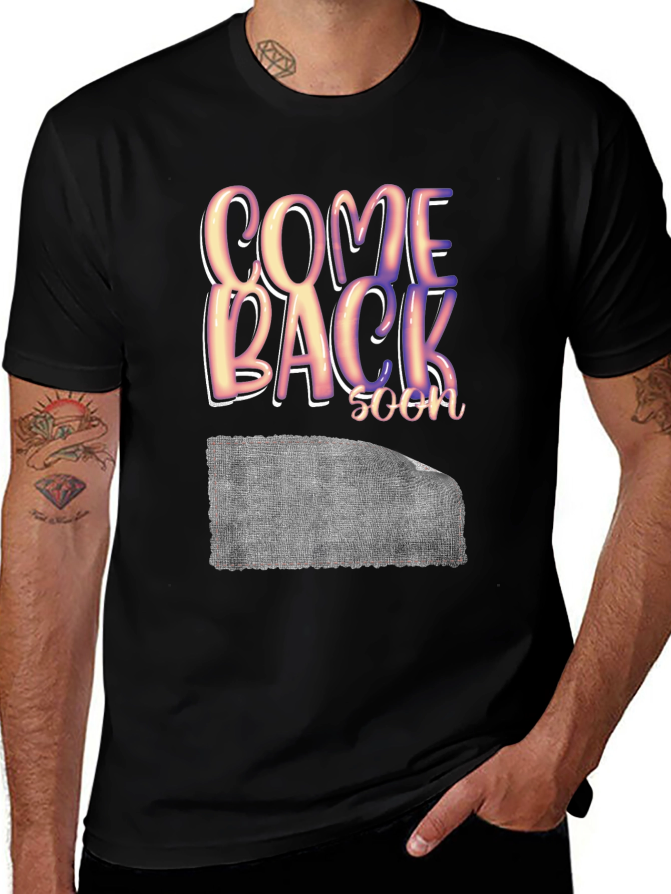 Variant 16 of Come Back Soon Graphic Print Black T-Shirt