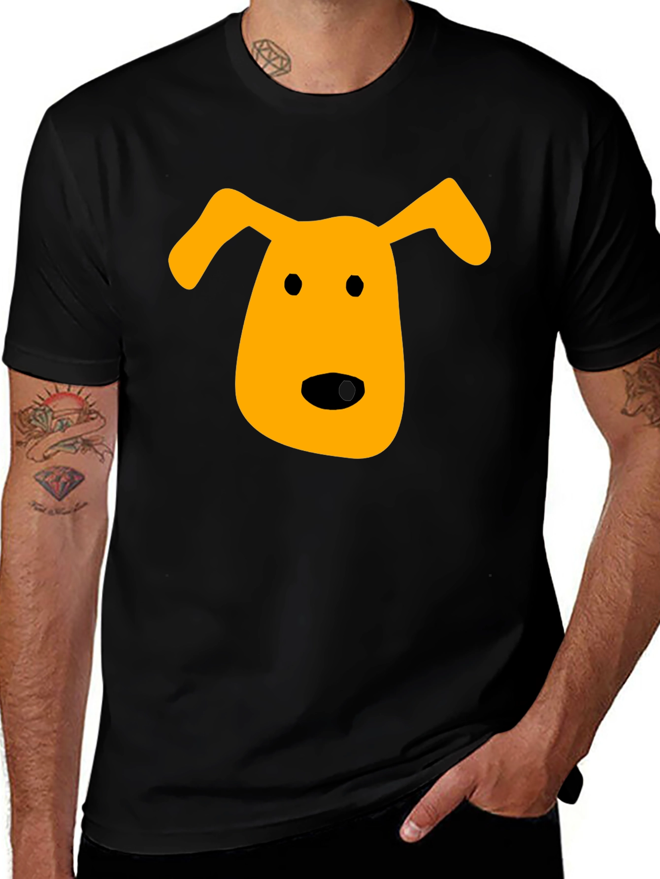 Variant 11 of Dog Face Graphic Tee - Black Cotton T-Shirt