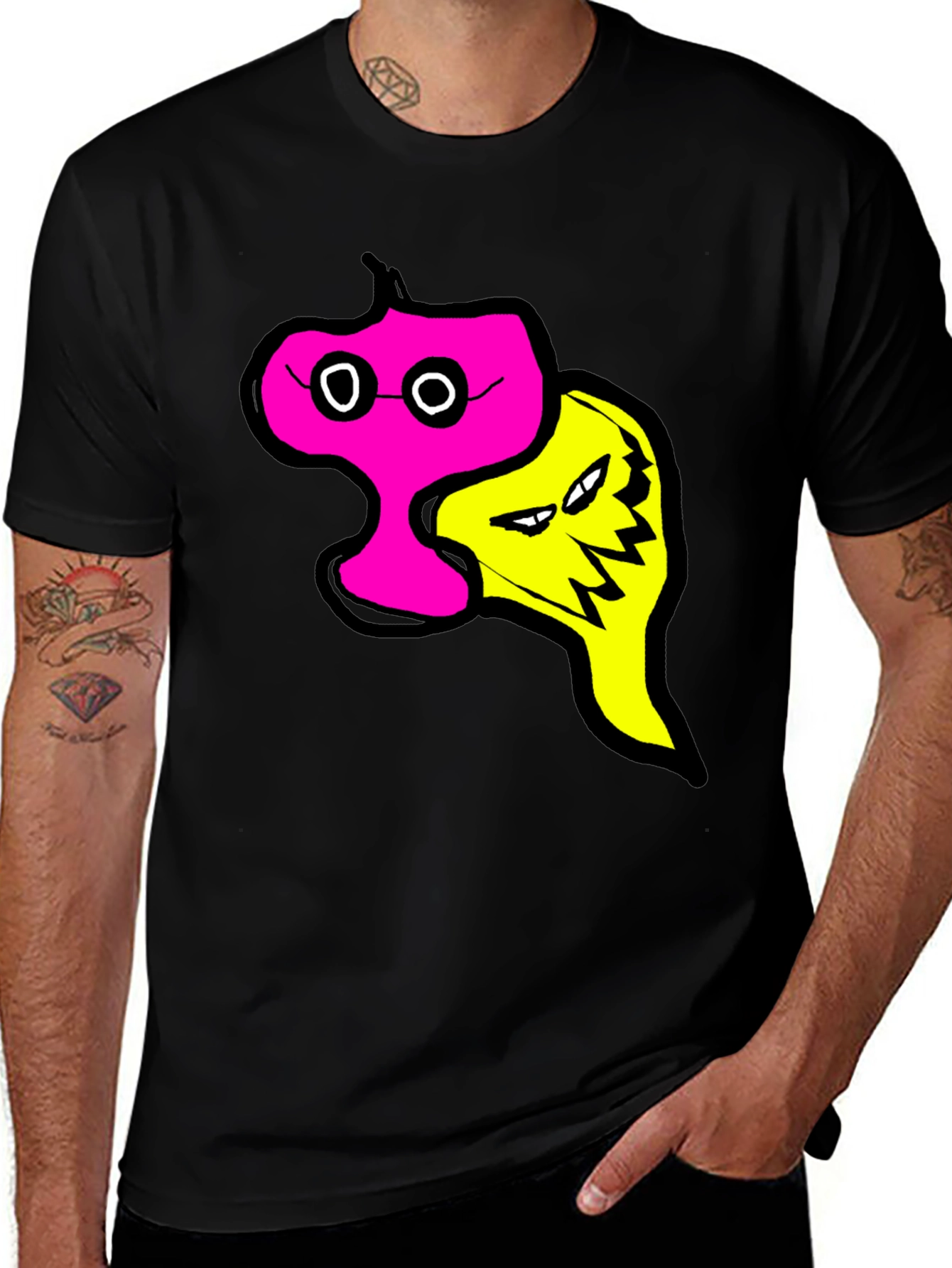Variant 6 of Funky Cartoon Graphic Black T-Shirt