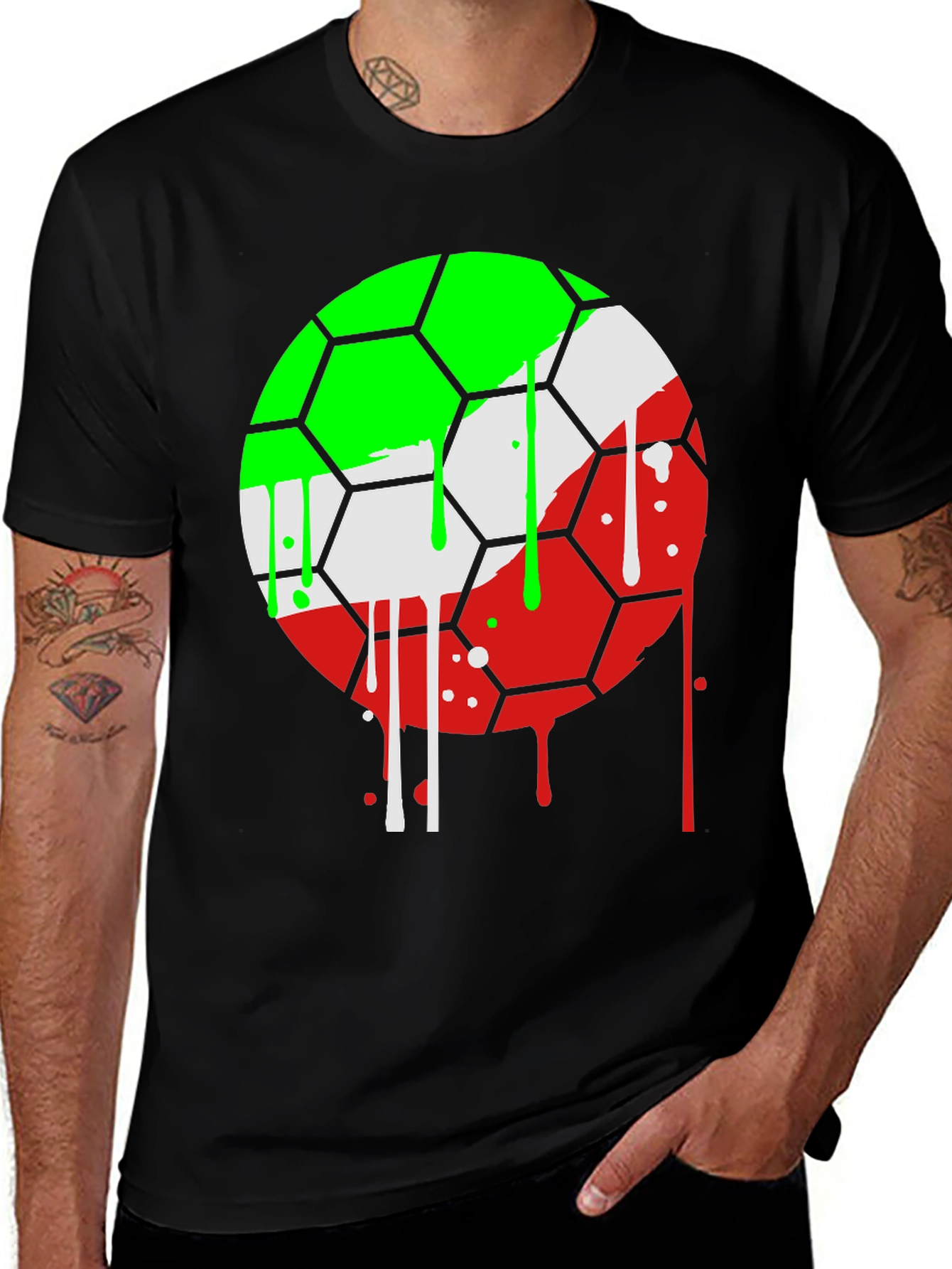 Variant 6 of Soccer Ball Drip Graphic Tee