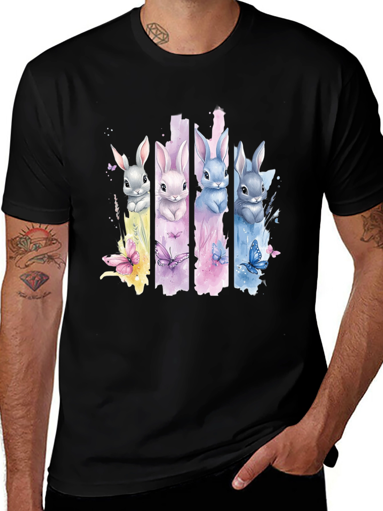 Watercolor Easter Bunny Graphic T-Shirt
