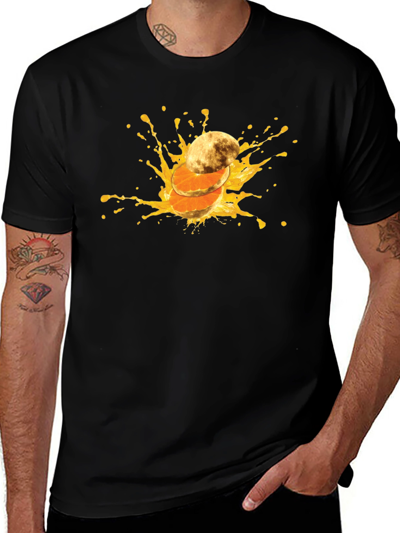 Variant 14 of Moon and Orange Slice Splash T-Shirt